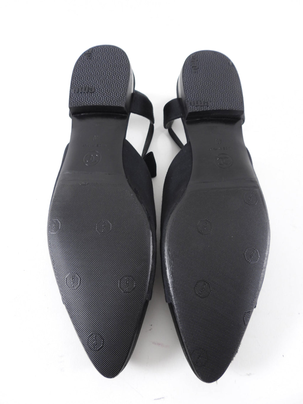 Chanel Fabric and Satin Cap  Toe Bow Flats - 40