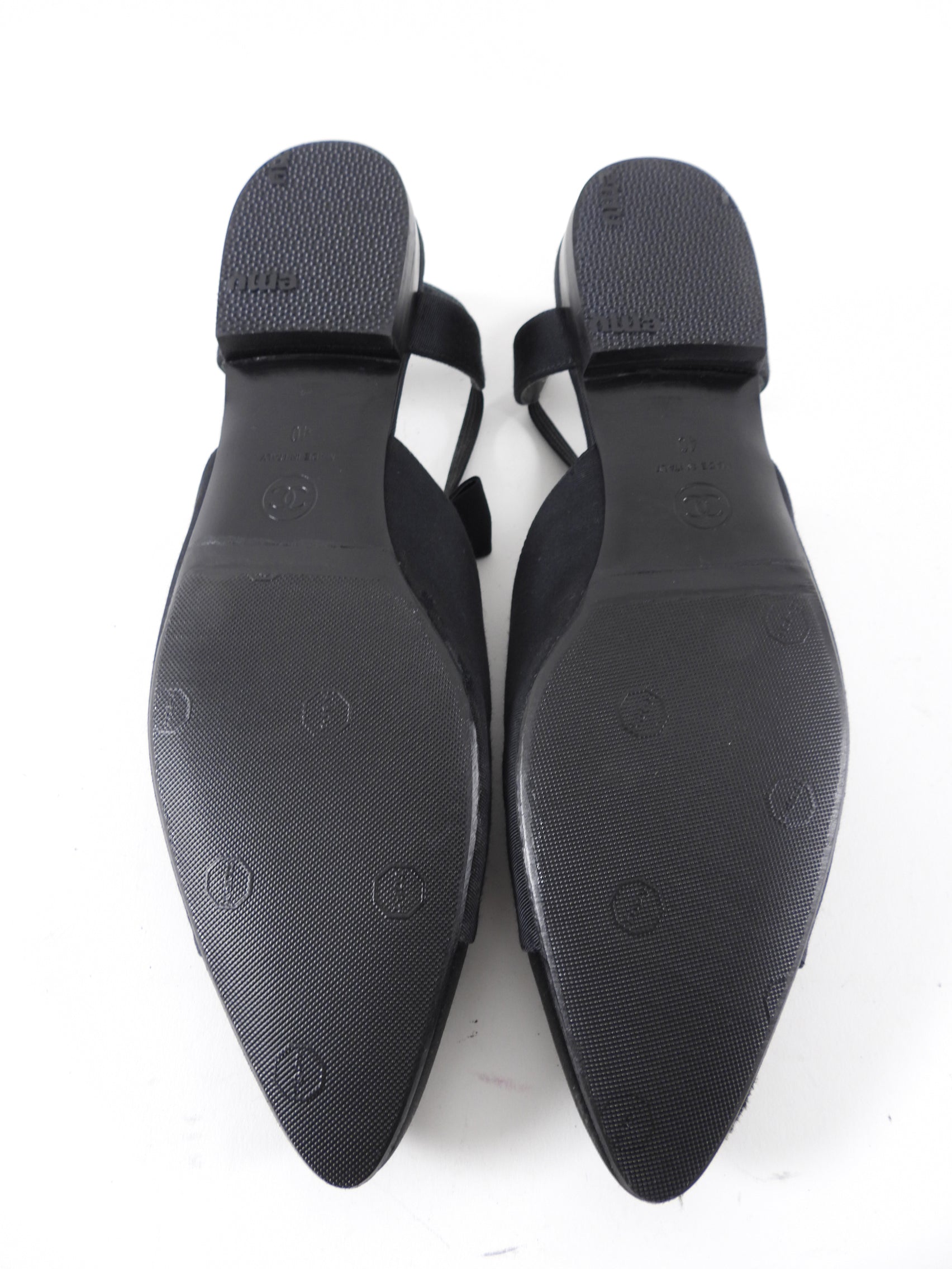 Chanel Fabric and Satin Cap  Toe Bow Flats - 40