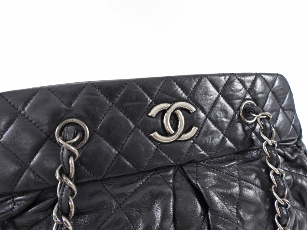 Chanel Black Leather Chic Quilt Bowling Bag
