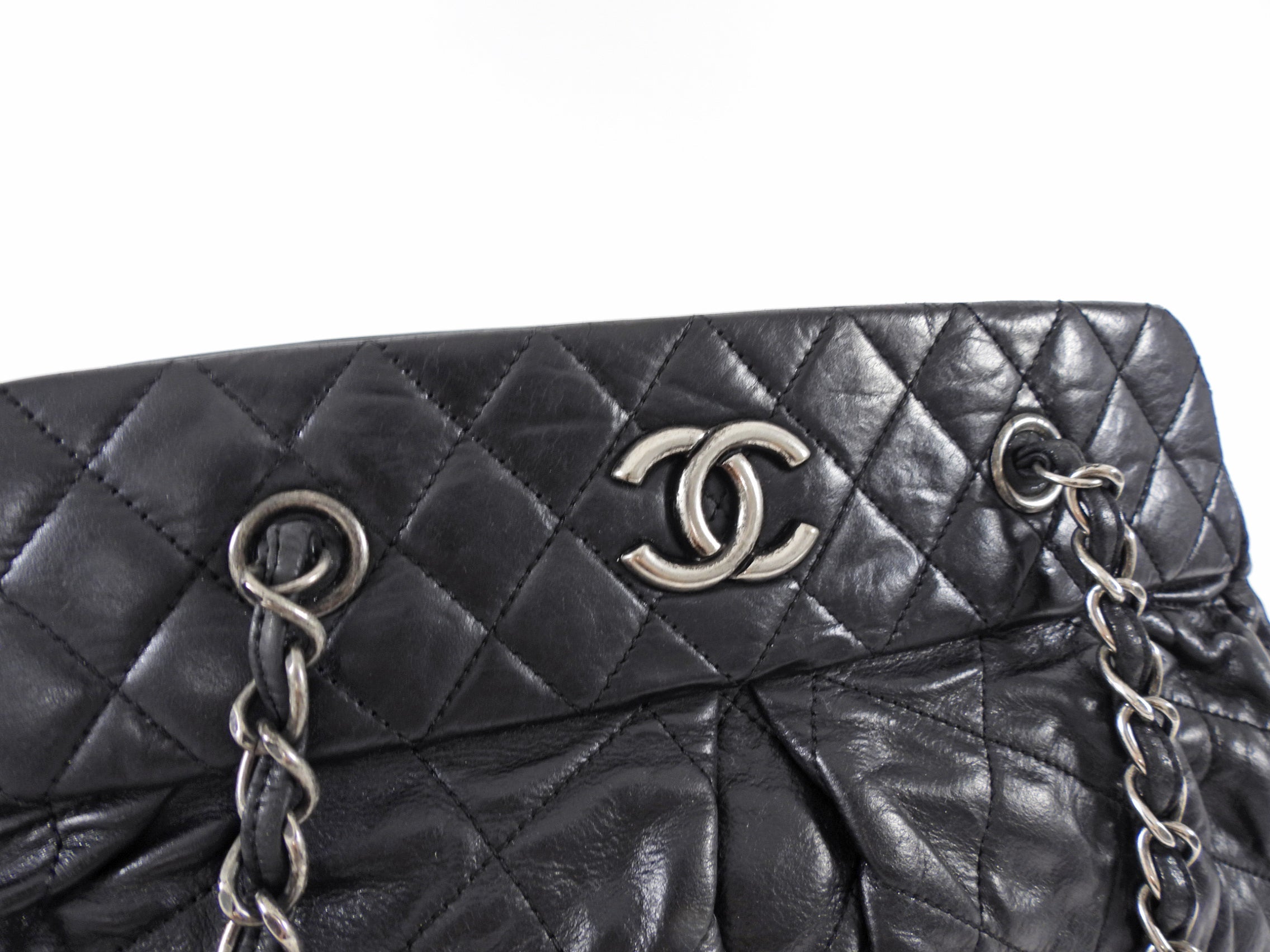 Chanel Black Leather Chic Quilt Bowling Bag