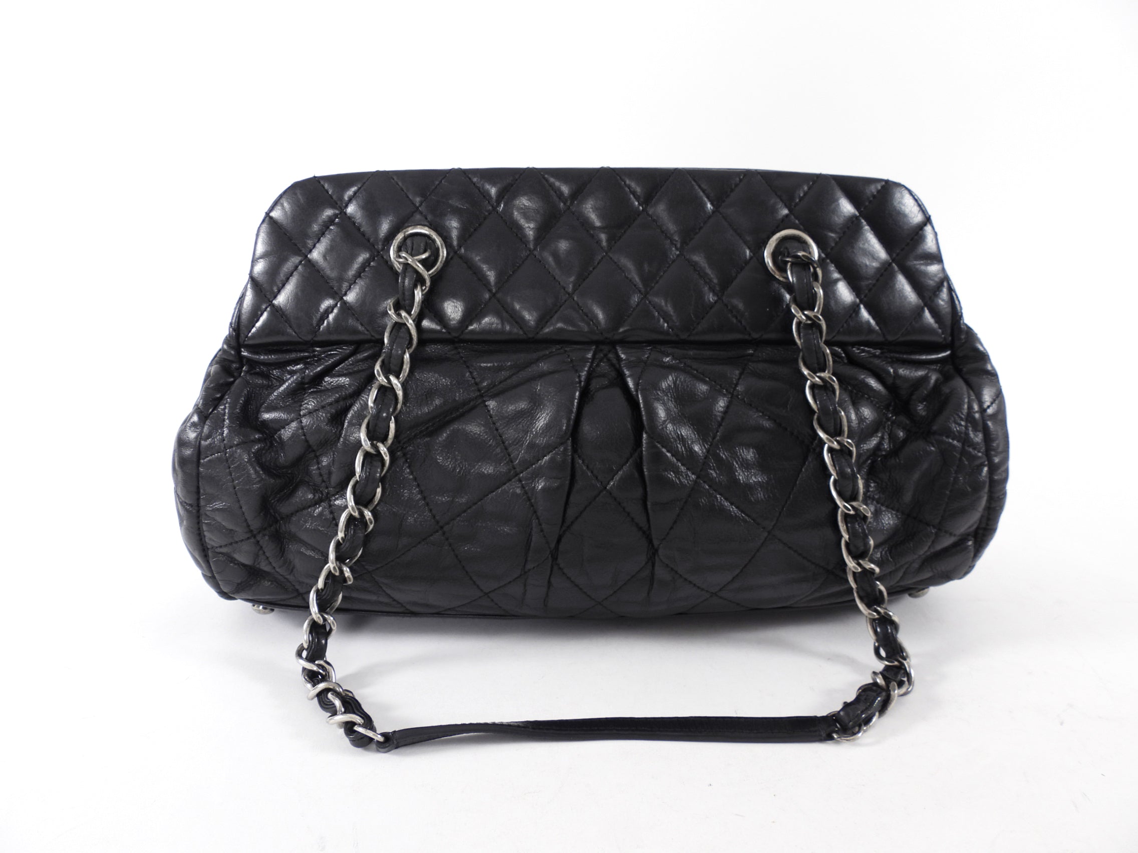 Chanel Black Leather Chic Quilt Bowling Bag
