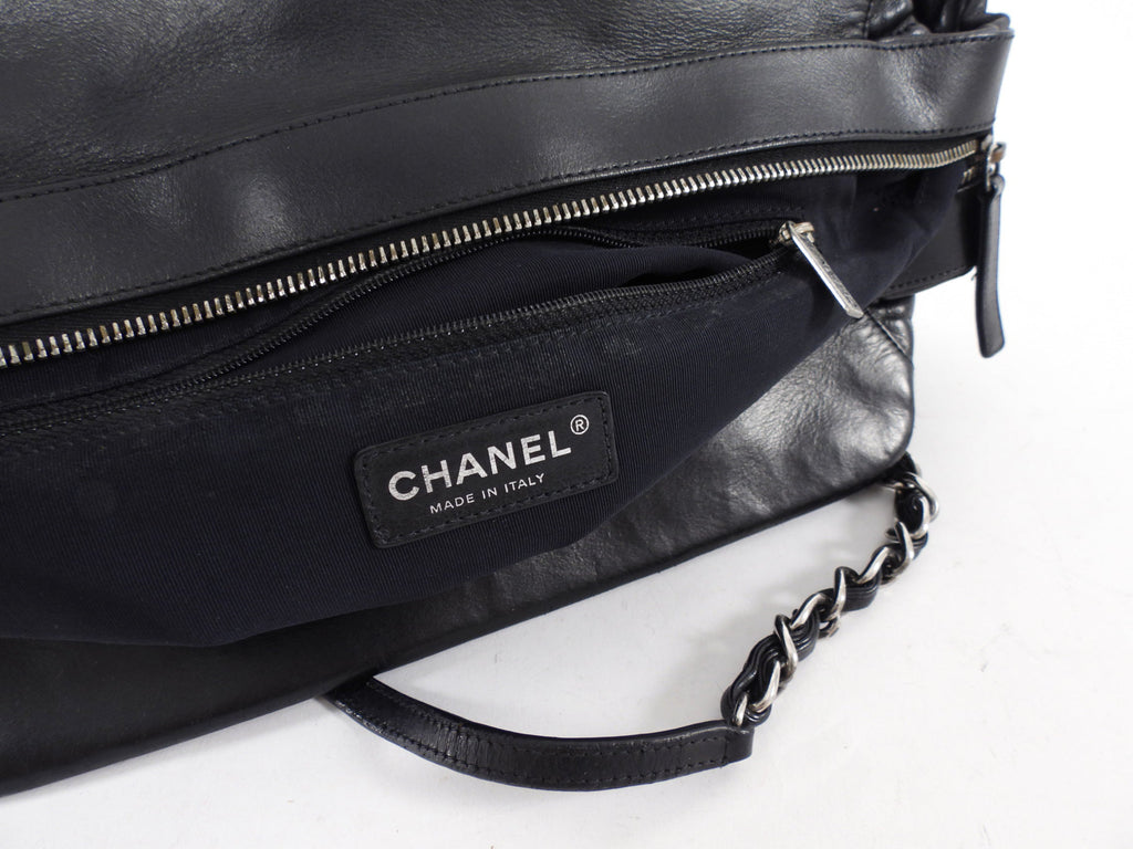 Chanel Black Leather Chic Quilt Bowling Bag