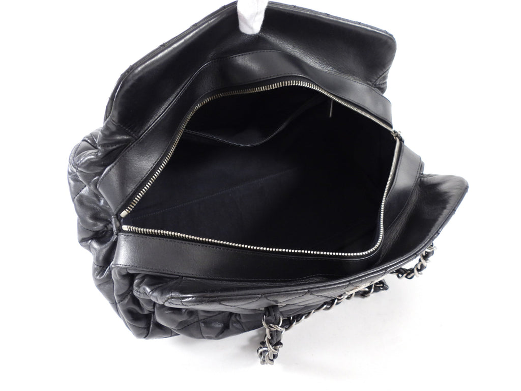 Chanel Black Leather Chic Quilt Bowling Bag