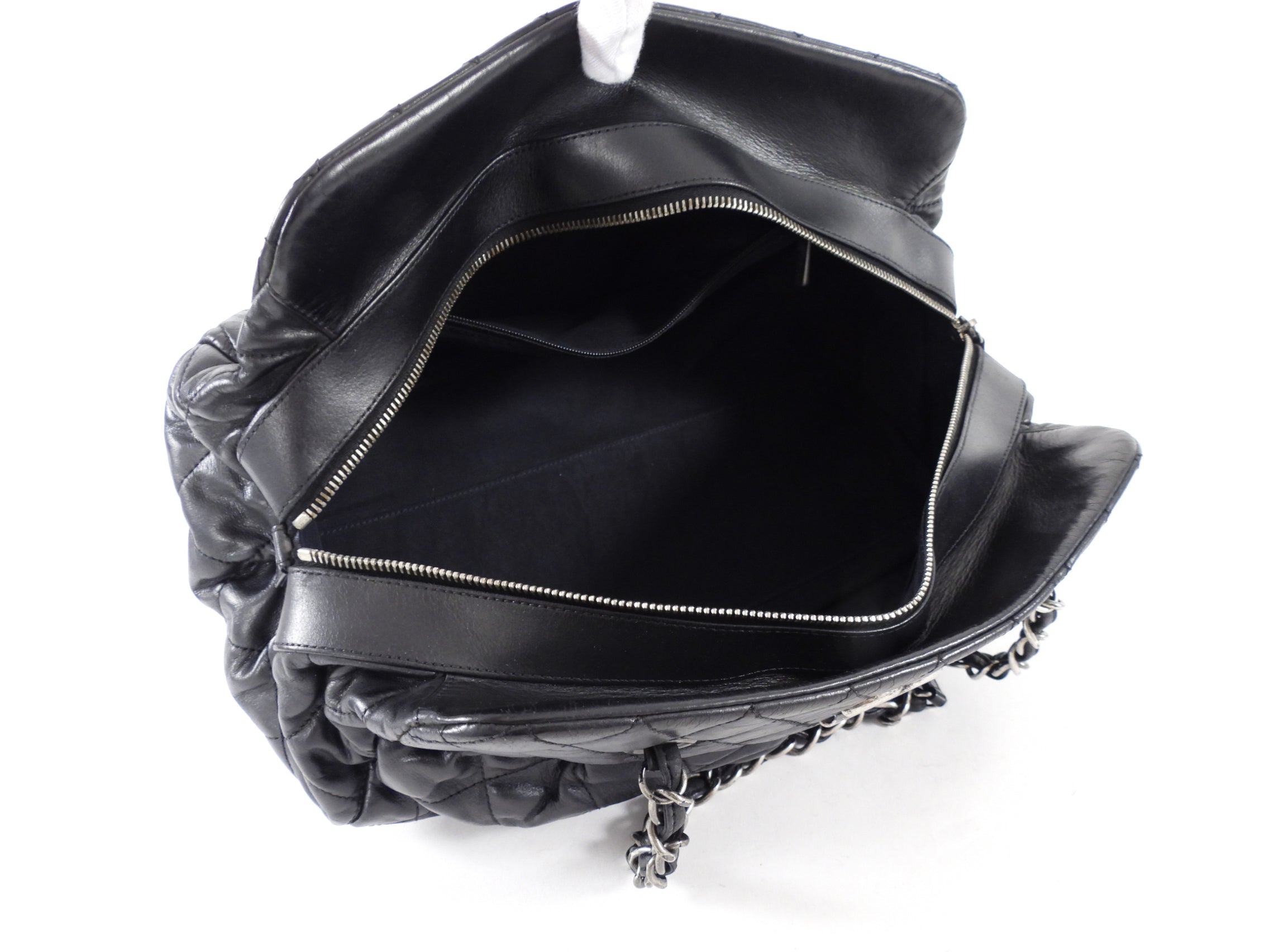 Chanel Black Leather Chic Quilt Bowling Bag