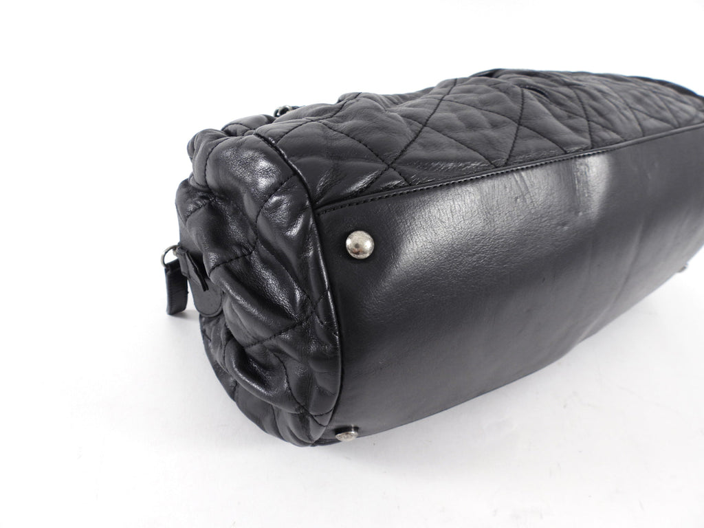 Chanel Black Leather Chic Quilt Bowling Bag