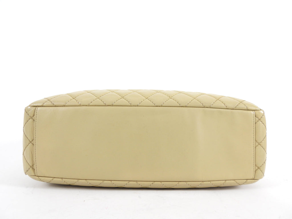 Chanel Beige Quilted Leather Boy Accordion Chain Tote Bag