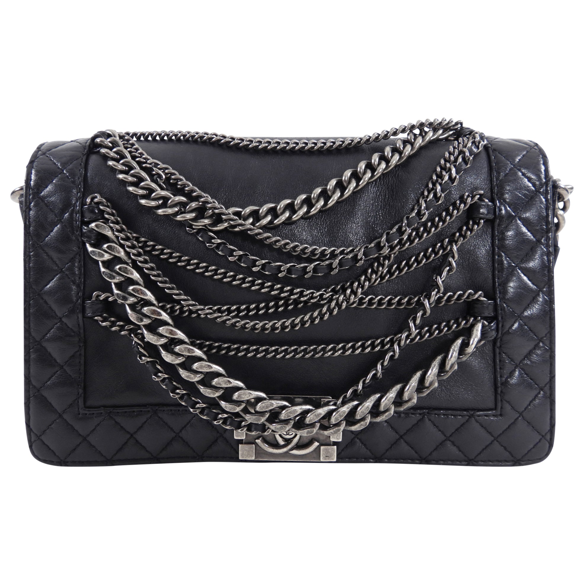 Chanel Paris Dallas Black Medium Boy Enchained Soft Bag