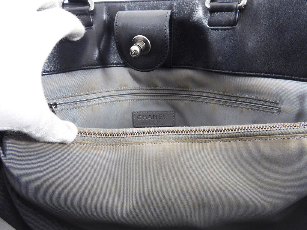 Chanel Black Classic Chevron Large Le Boy Tote Bag