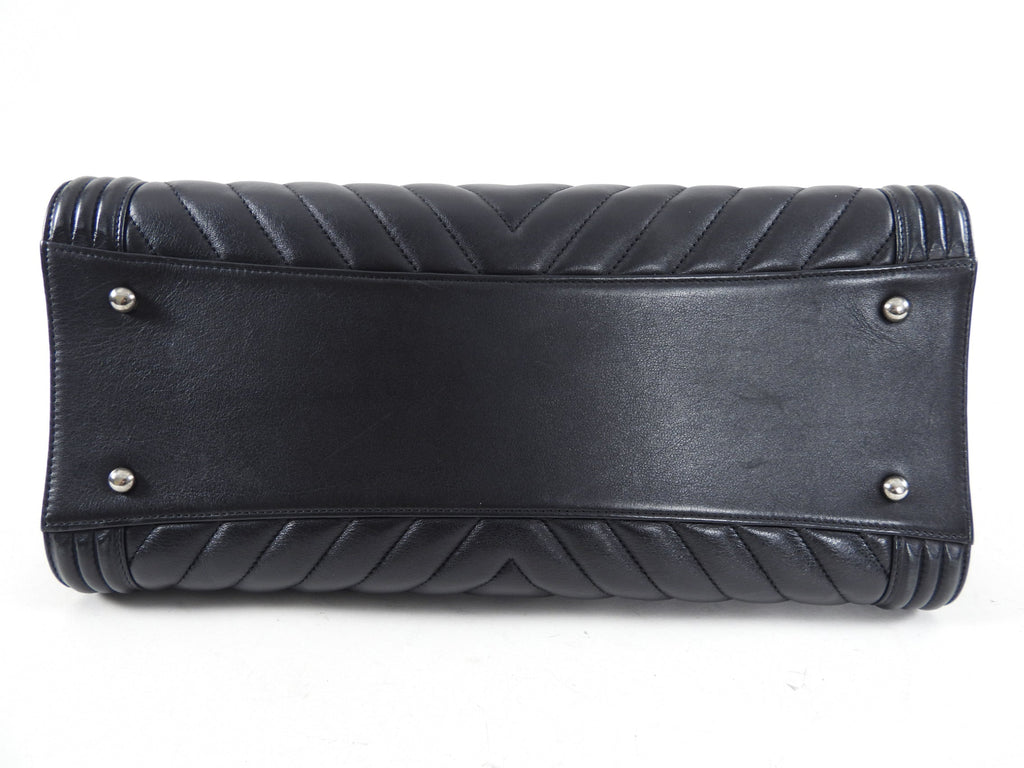 Chanel Black Classic Chevron Large Le Boy Tote Bag