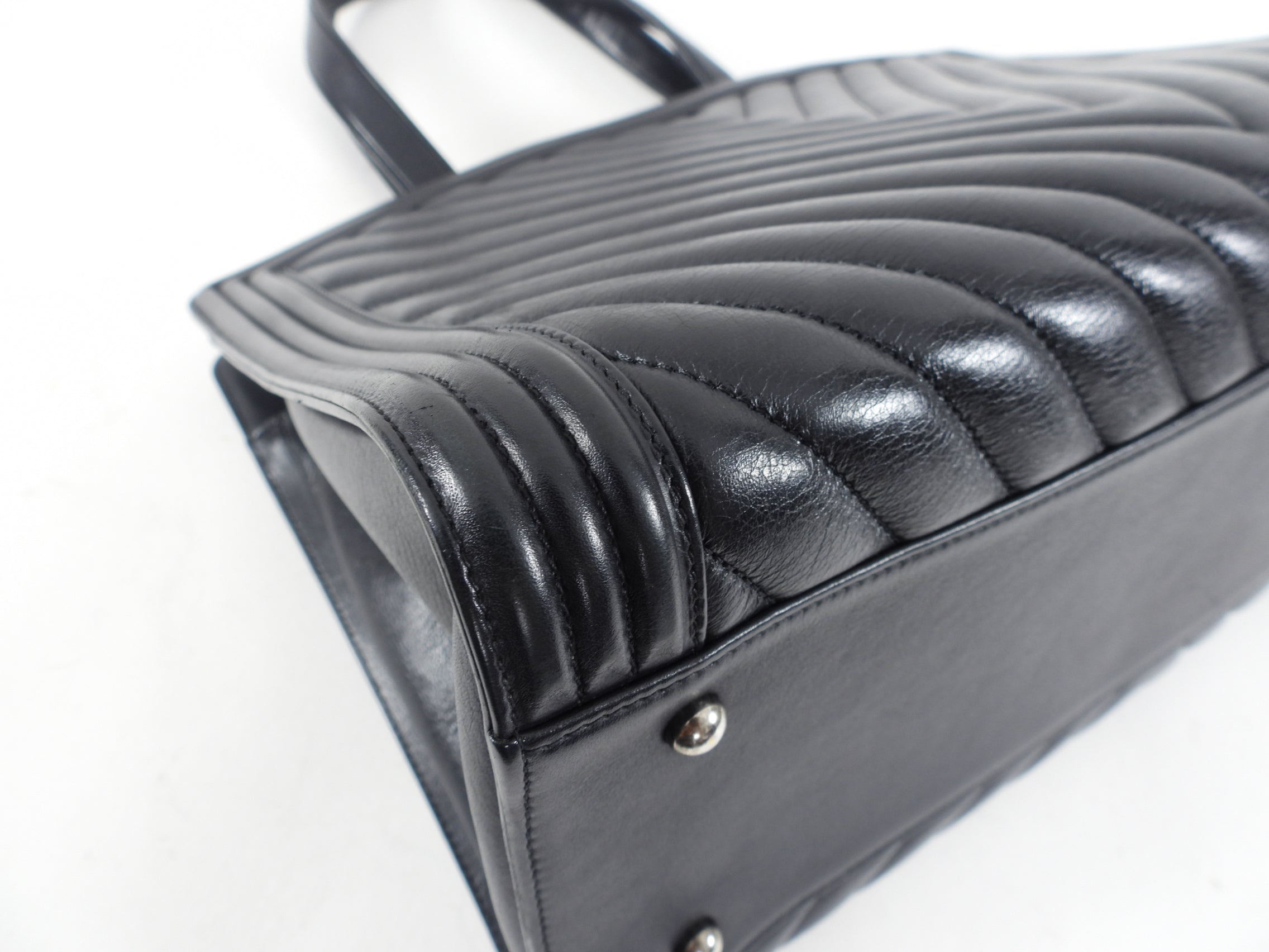 Chanel Black Classic Chevron Large Le Boy Tote Bag