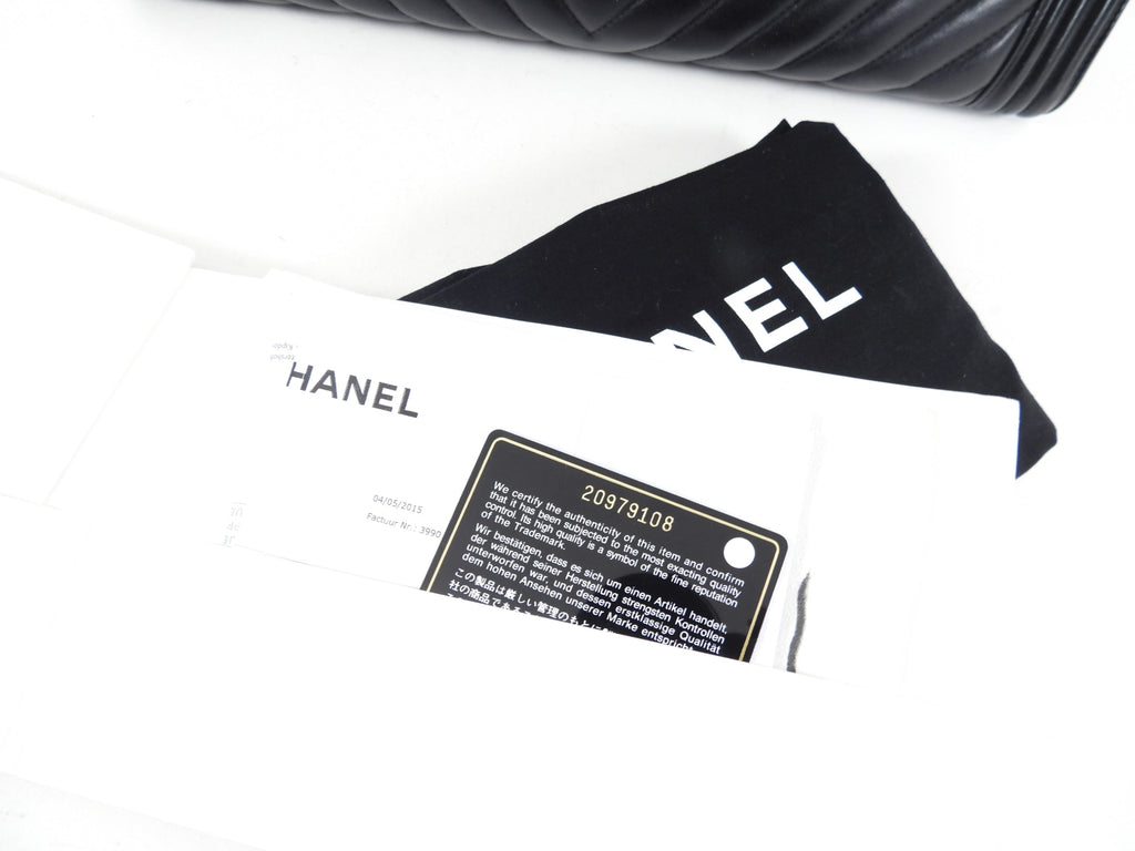 Chanel Black Classic Chevron Large Le Boy Tote Bag