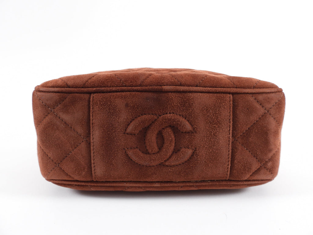 Chanel Vintage 1996-1997 Brown Suede CC Top Handle Bag