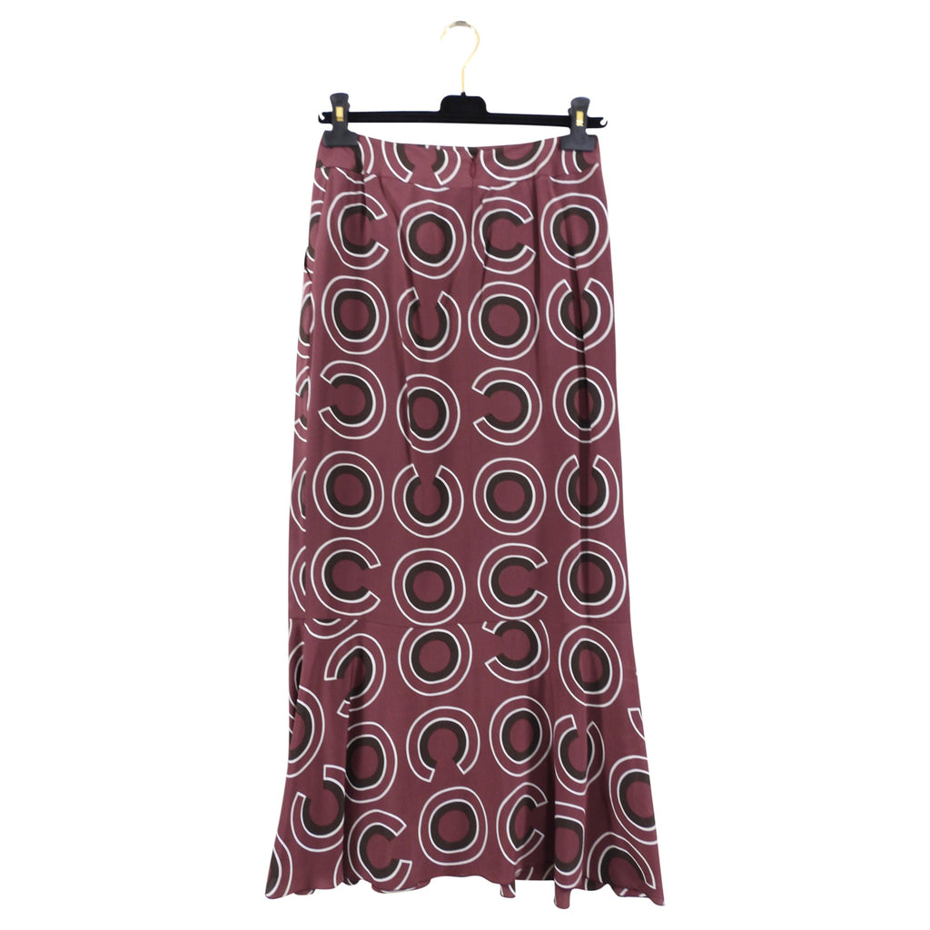 Chanel 01A Coco Logo Long Silk Logo Skirt - FR38 / 6 / S