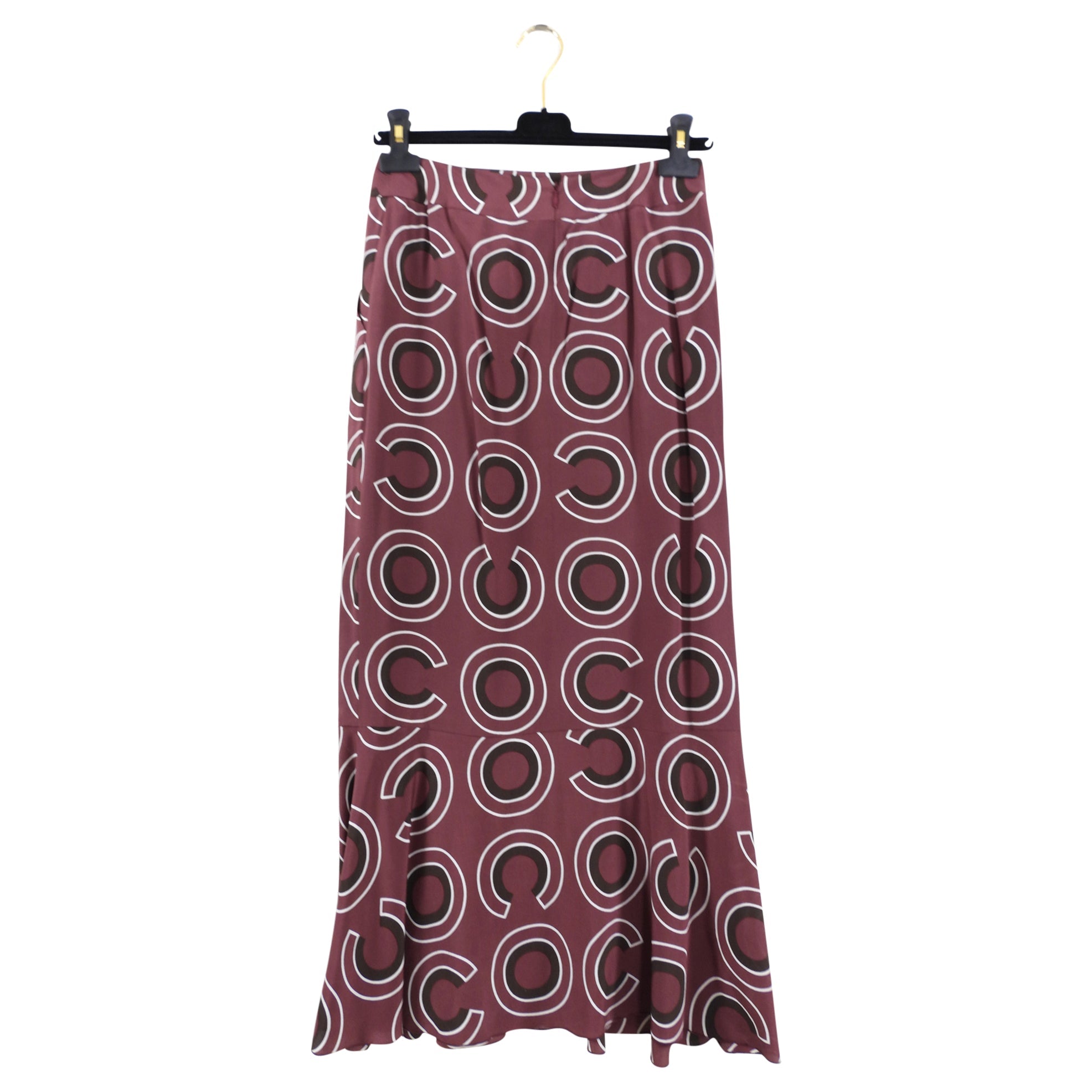 Chanel 01A Coco Logo Long Silk Logo Skirt - FR38 / 6 / S