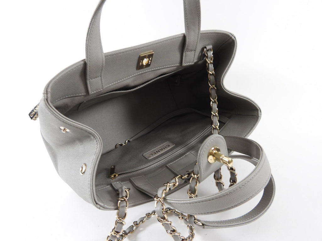 Chanel Light Grey Small Caviar Leather Business Affinity Two-Way Bag