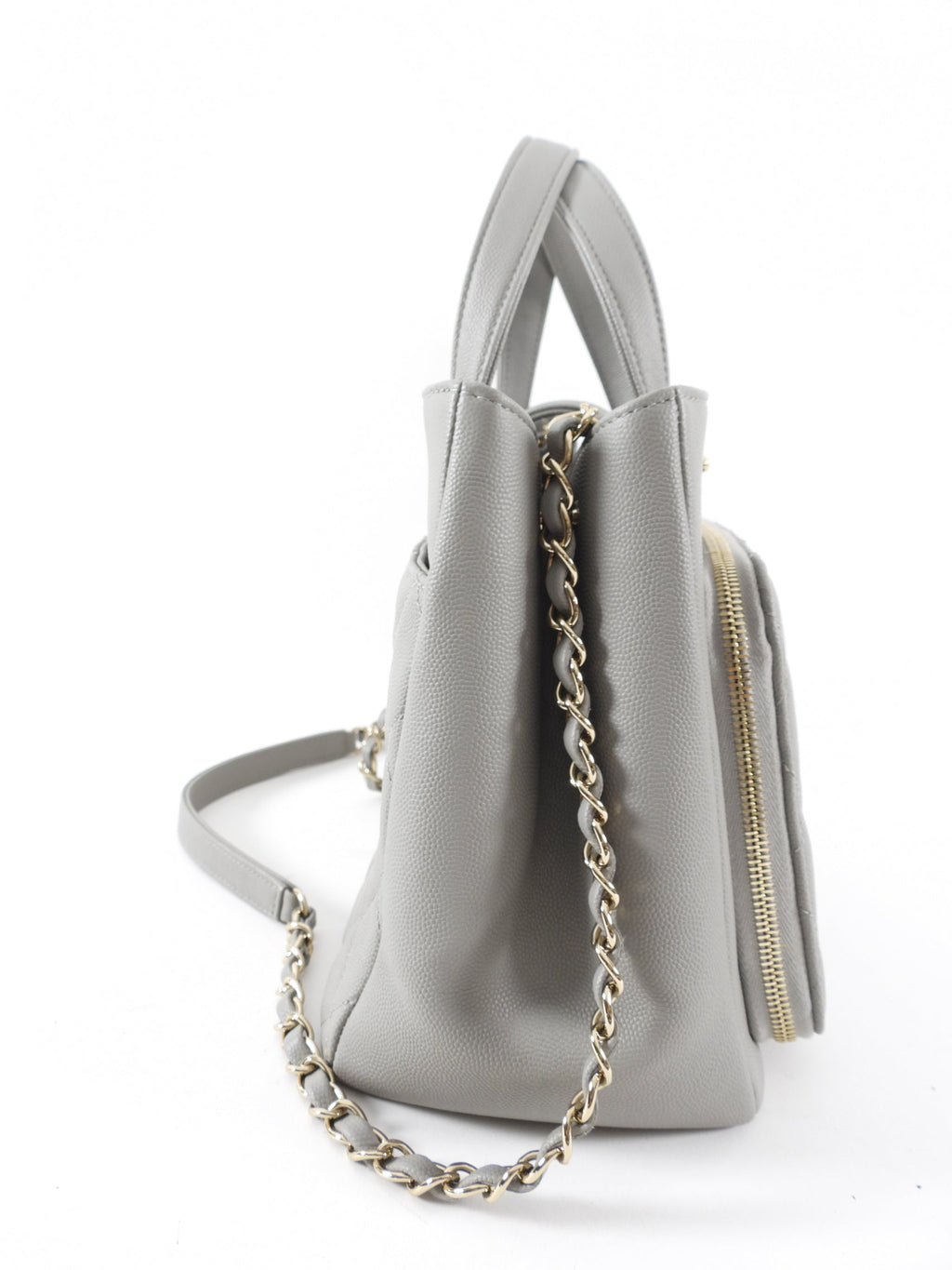 Chanel Light Grey Small Caviar Leather Business Affinity Two-Way Bag