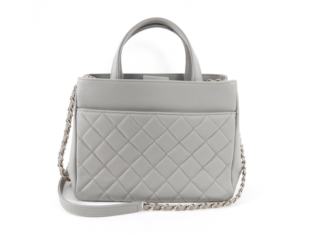 Chanel Light Grey Small Caviar Leather Business Affinity Two-Way Bag