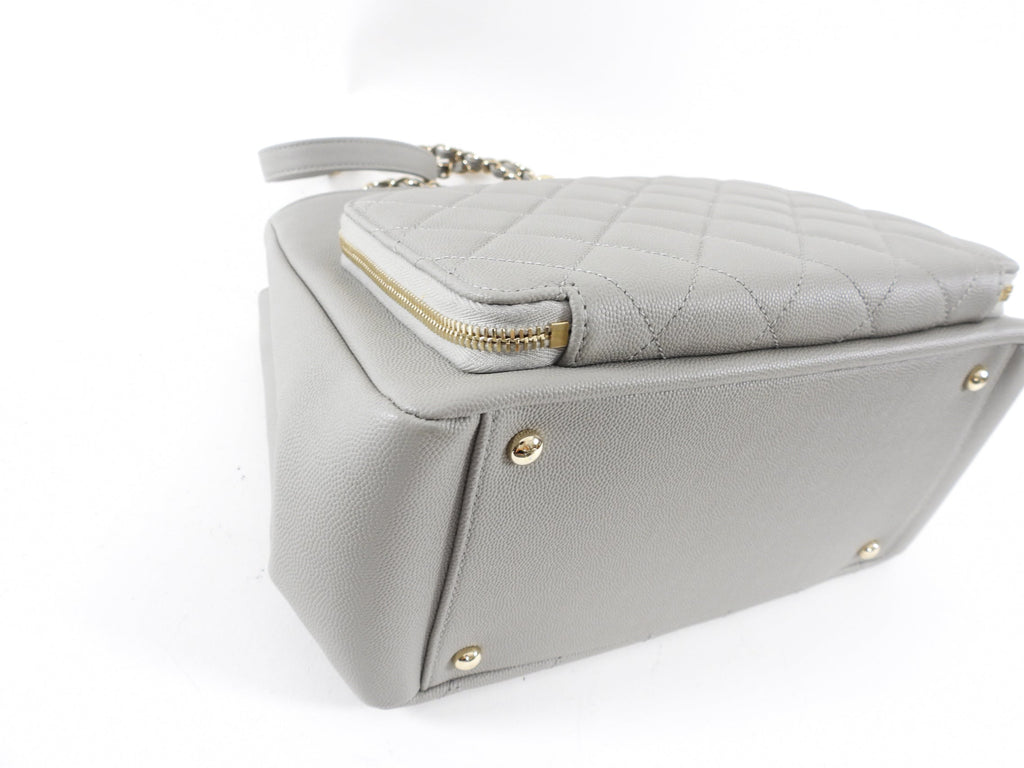 Chanel Light Grey Small Caviar Leather Business Affinity Two-Way Bag