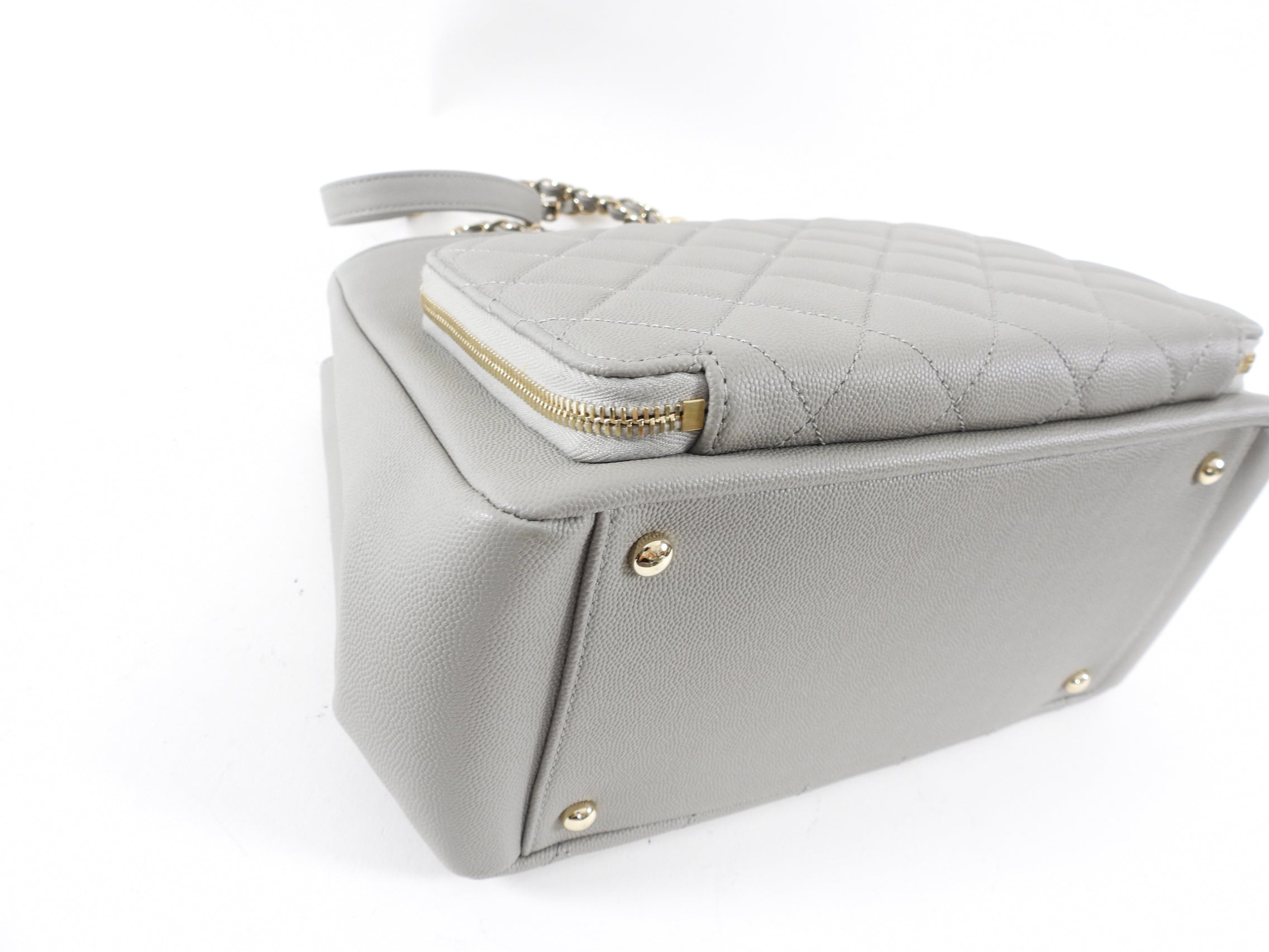 Chanel Light Grey Small Caviar Leather Business Affinity Two-Way Bag