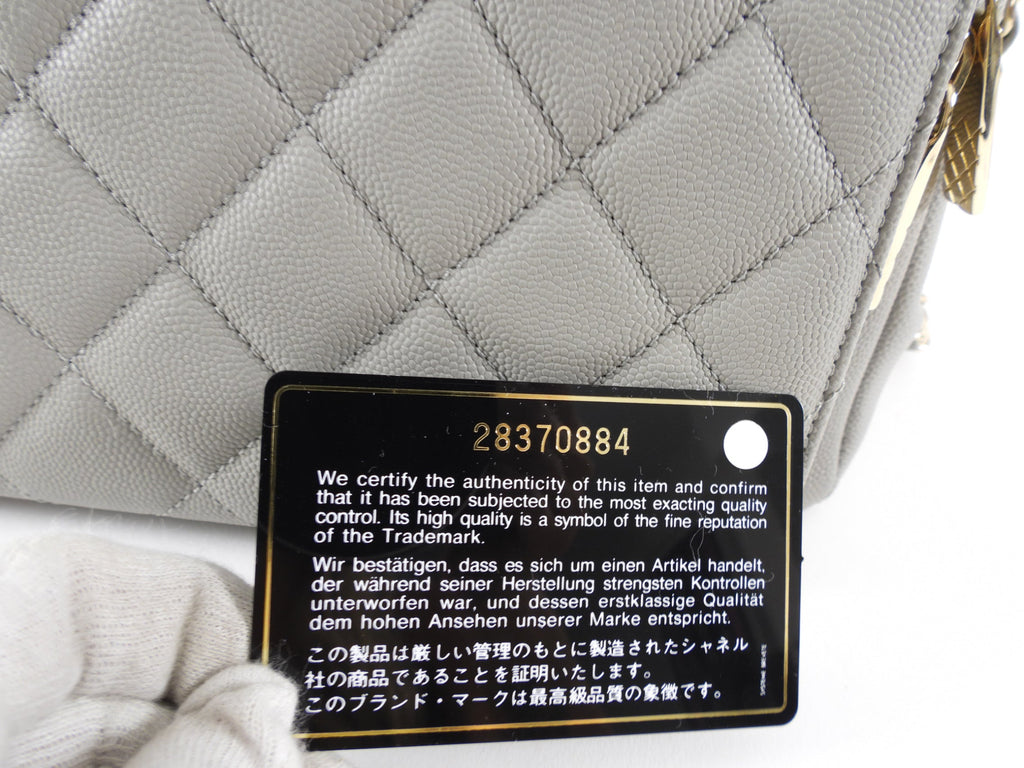 Chanel Light Grey Small Caviar Leather Business Affinity Two-Way Bag