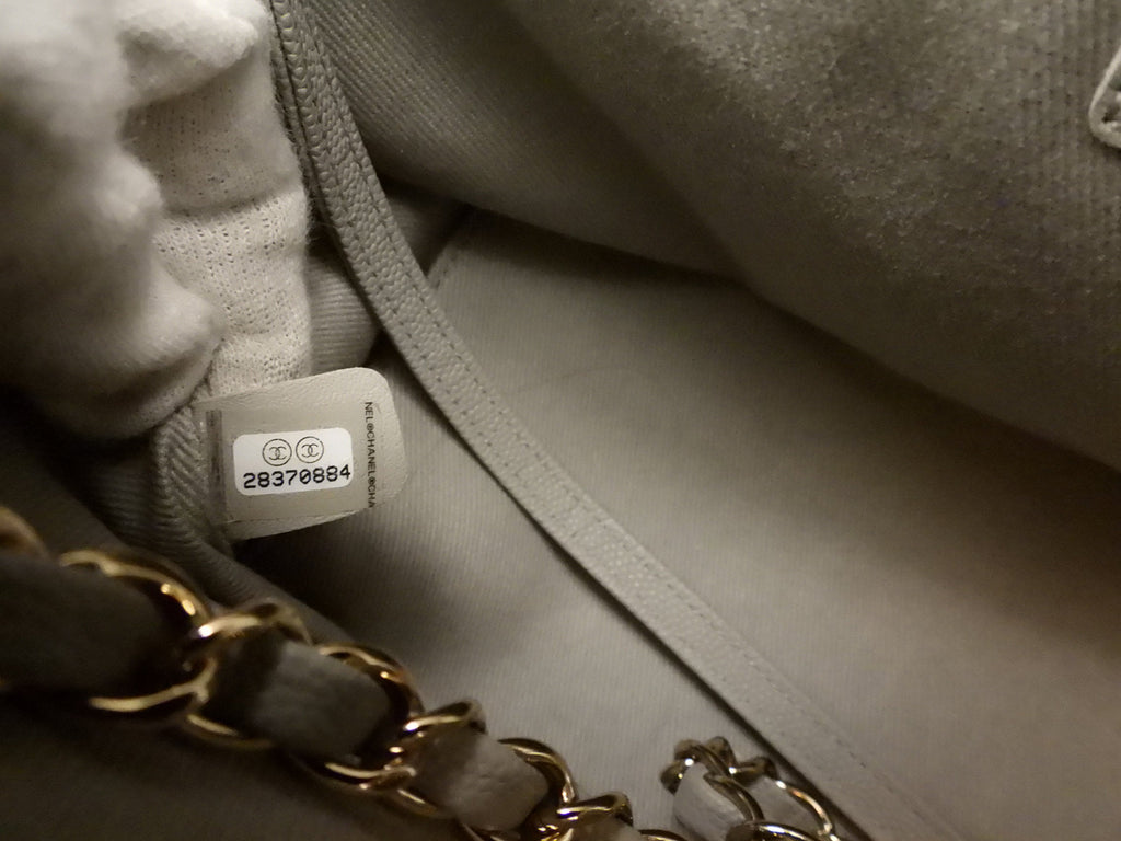 Chanel Light Grey Small Caviar Leather Business Affinity Two-Way Bag