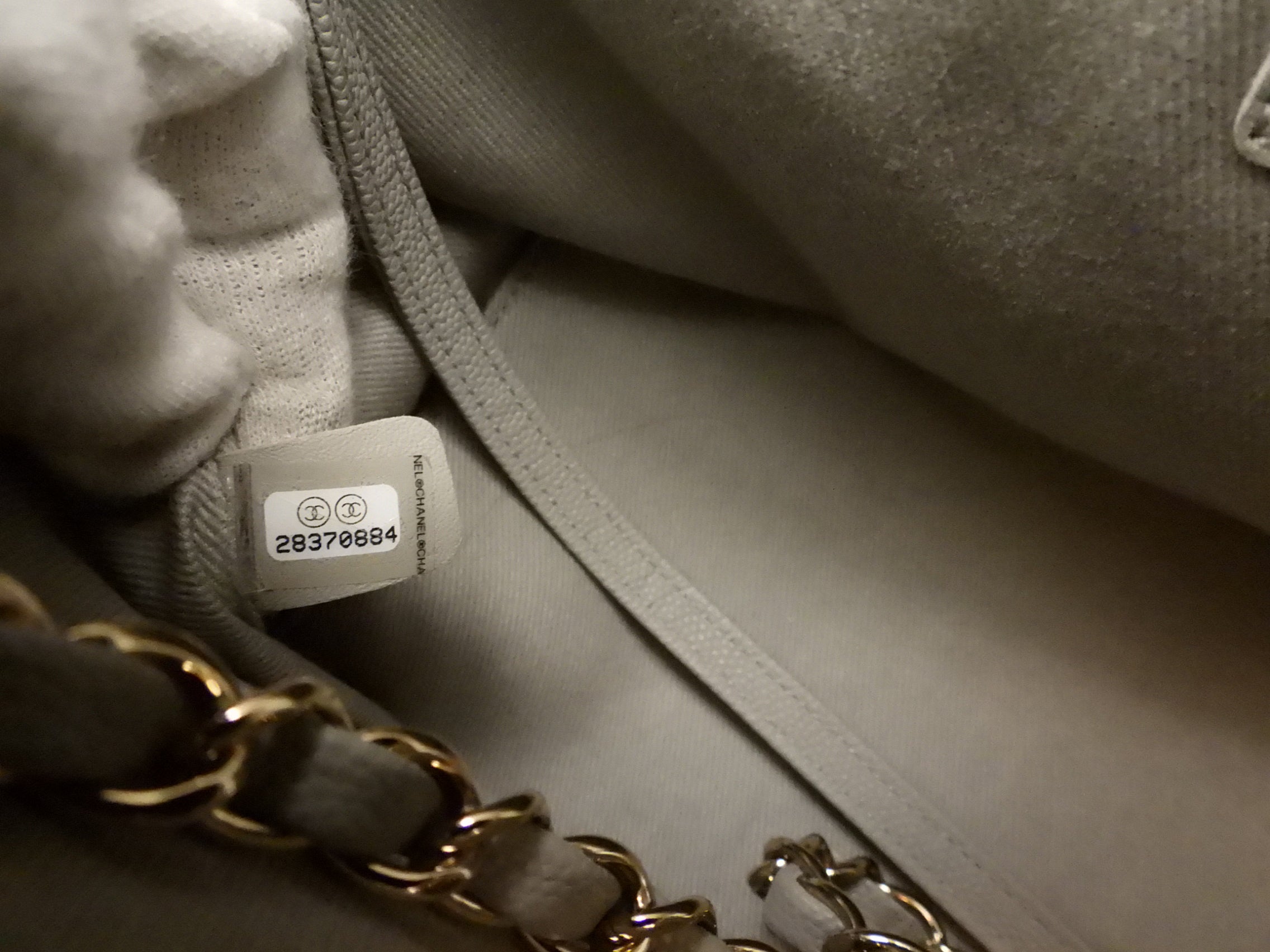 Chanel Light Grey Small Caviar Leather Business Affinity Two-Way Bag