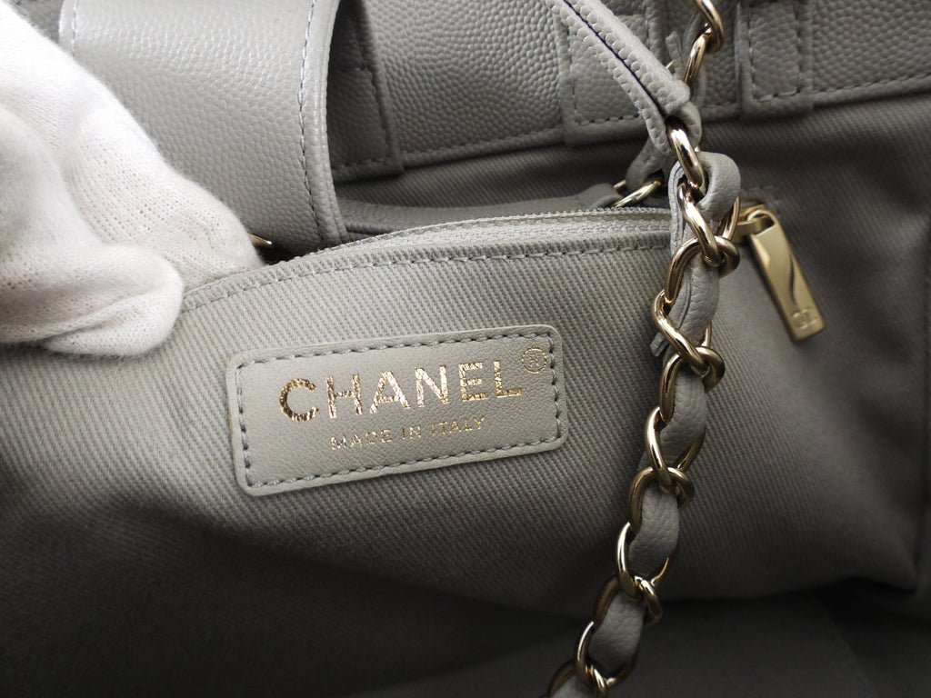 Chanel Light Grey Small Caviar Leather Business Affinity Two-Way Bag