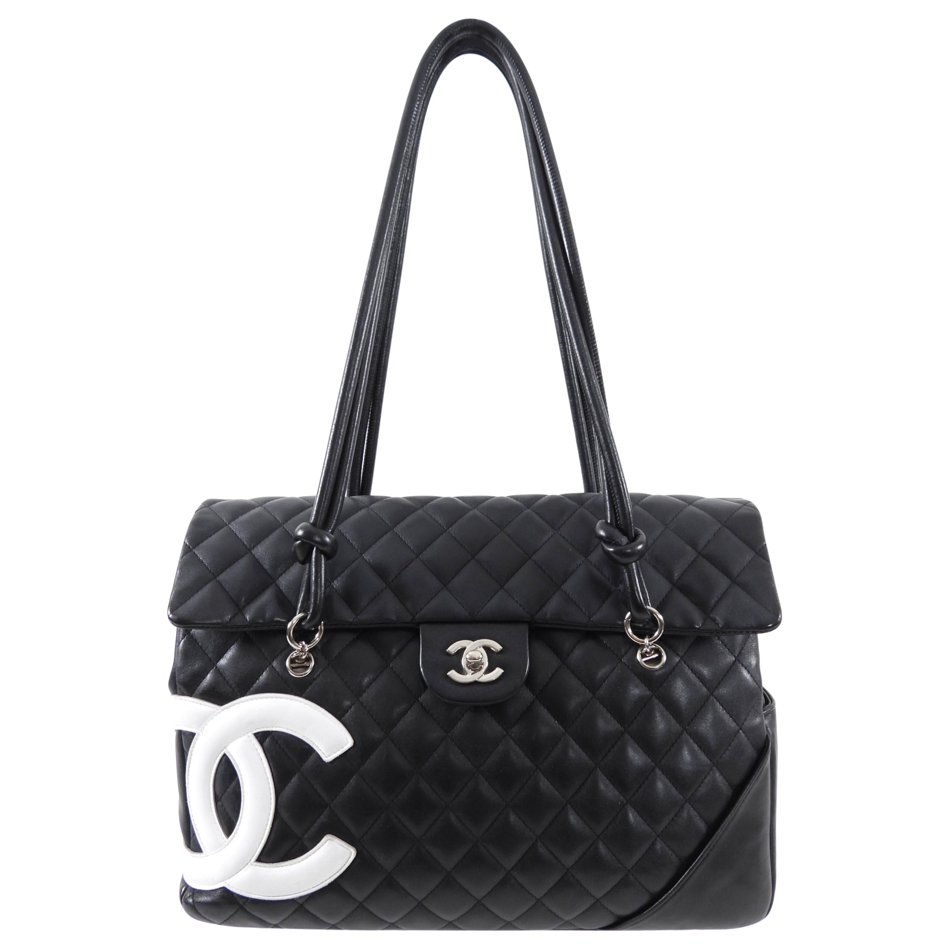 Chanel Black and White Cambon CC Shoulder Flap Bag