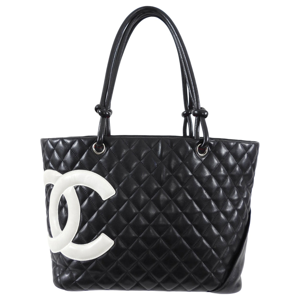 Chanel 2004 Cambon Black and White CC Tote Bag