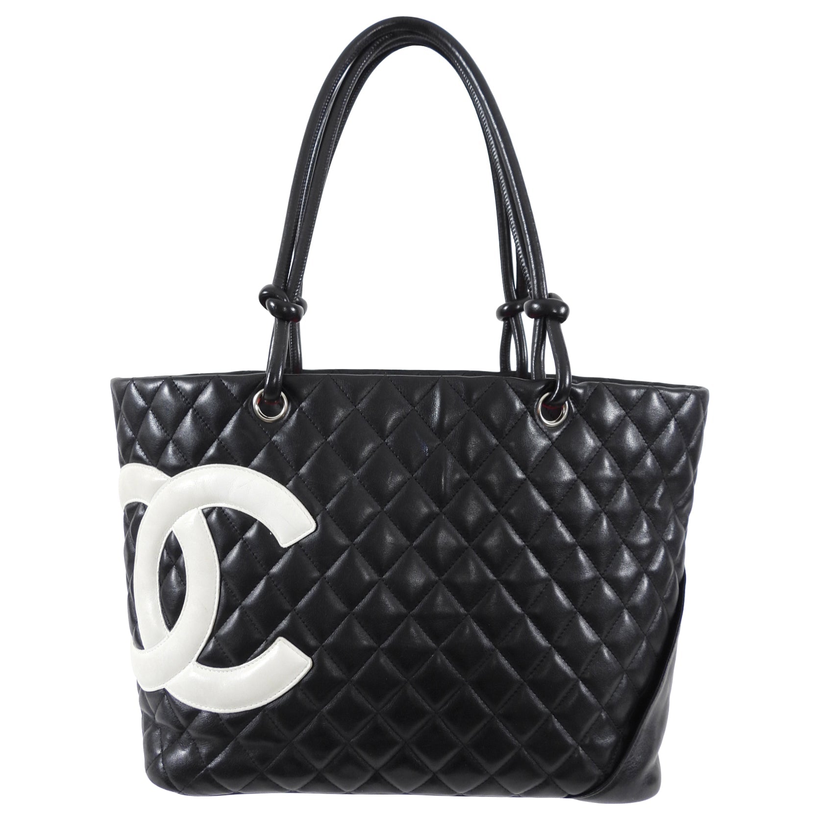 Chanel 2004 Cambon Black and White CC Tote Bag