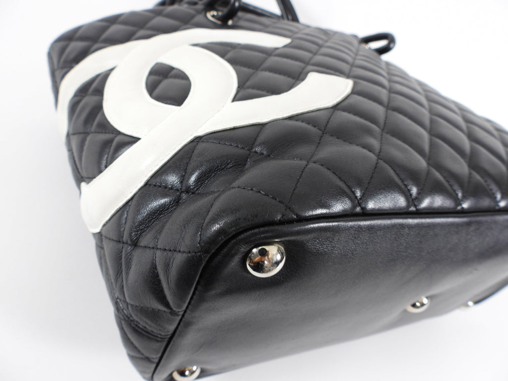 Chanel 2004 Cambon Black and White CC Tote Bag