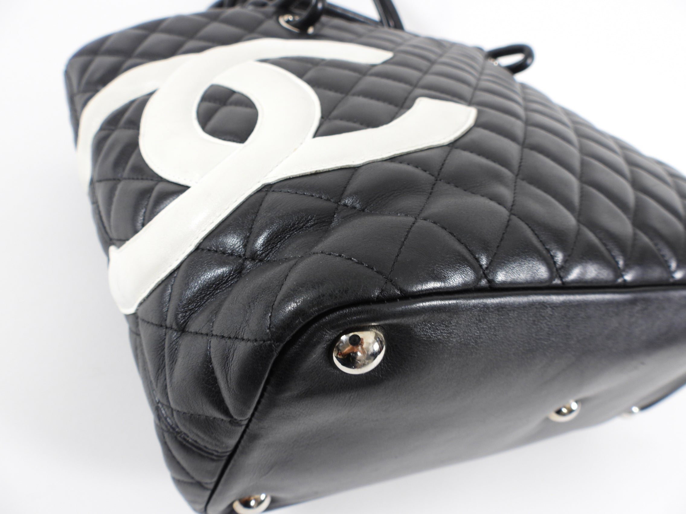 Chanel 2004 Cambon Black and White CC Tote Bag