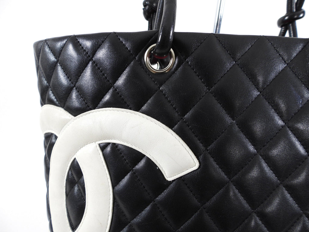 Chanel 2004 Cambon Black and White CC Tote Bag