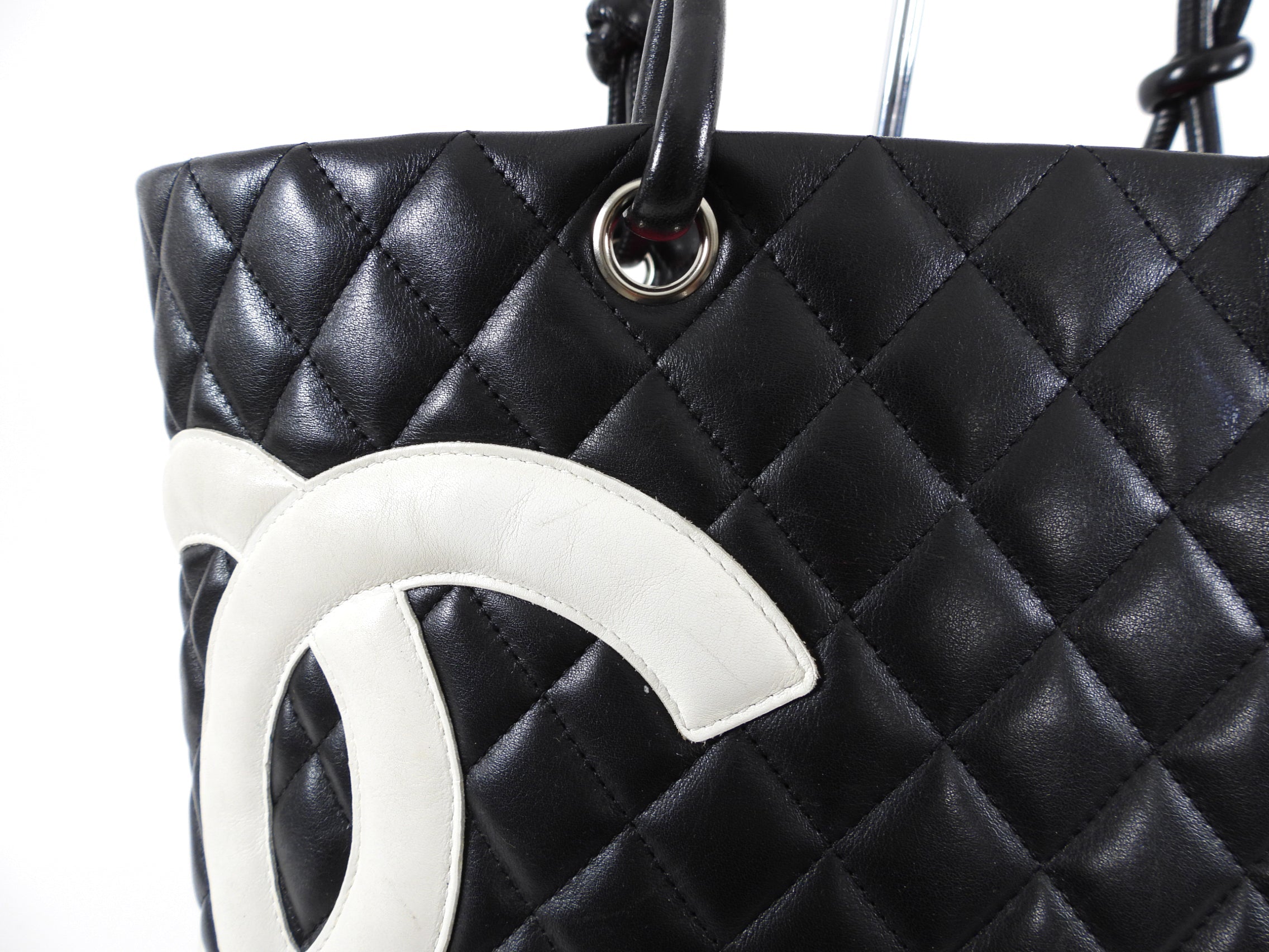 Chanel 2004 Cambon Black and White CC Tote Bag