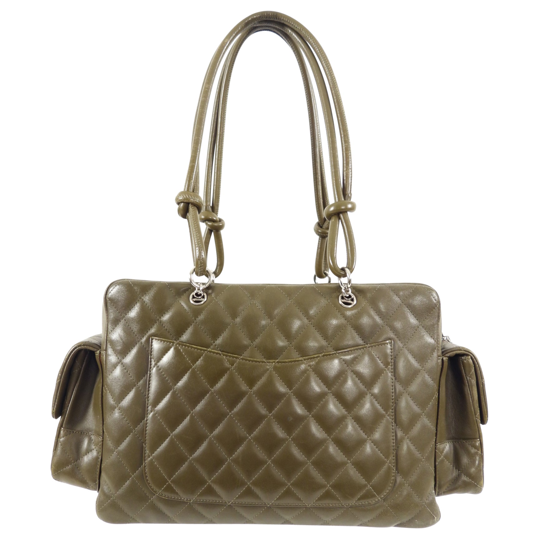 Chanel Olive Green Cambon Reporter Quilted Shoulder Bag