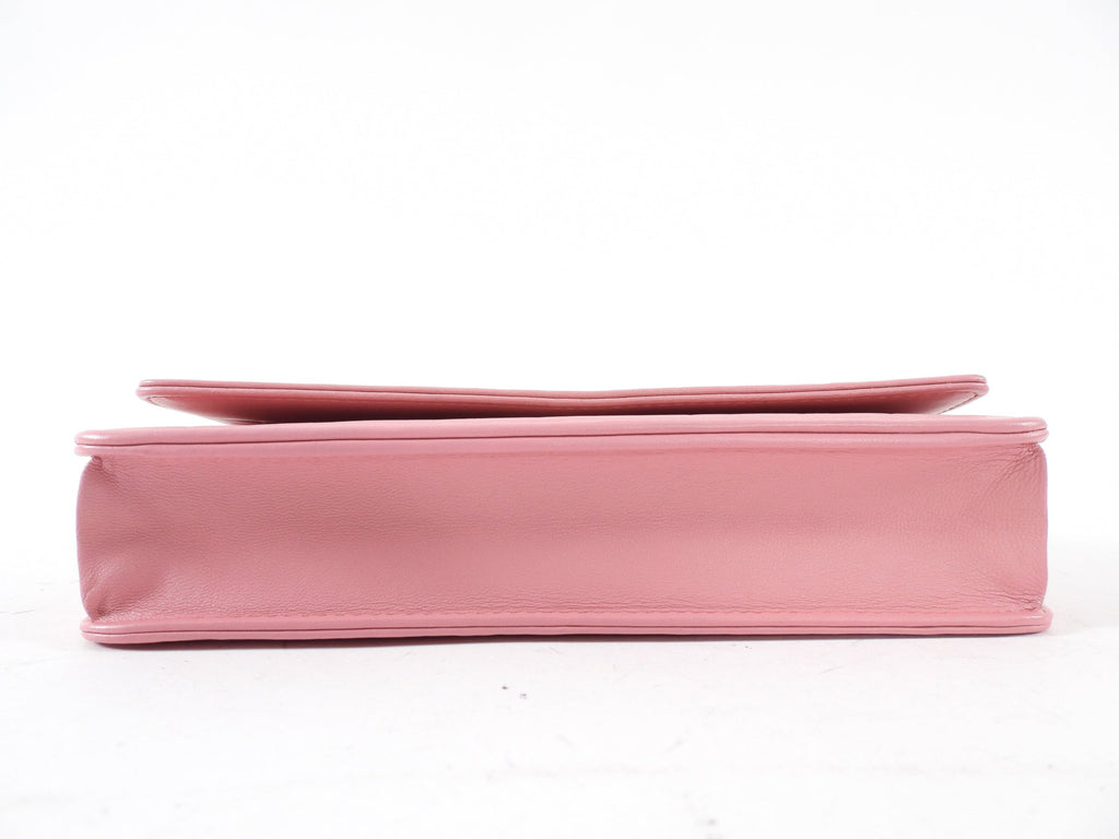 Chanel Light Pink Camelia Embossed Classic Wallet on Chain Bag