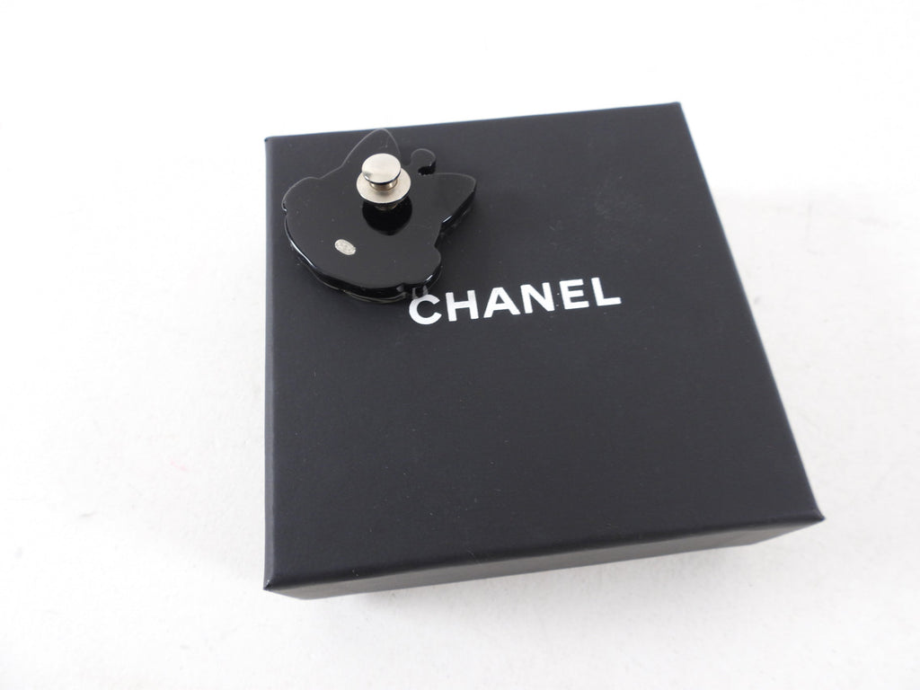 Chanel 17S Blue and Silver Resin Space Cat Brooch / Pin