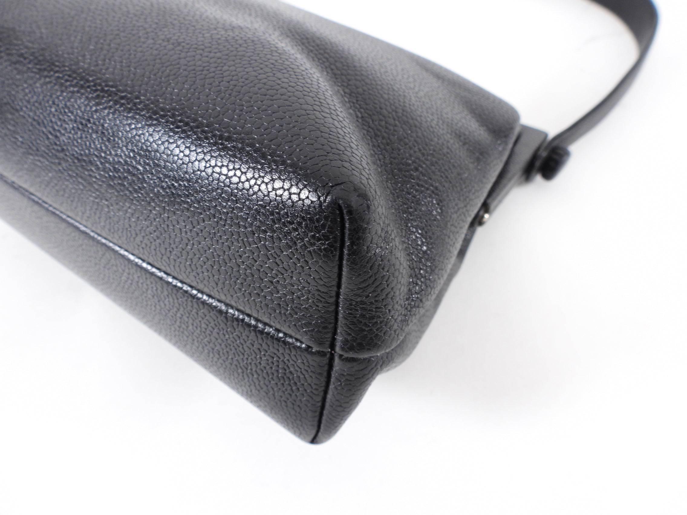 Chanel 1997 Vintage Black Caviar Frame Top Handle Bag