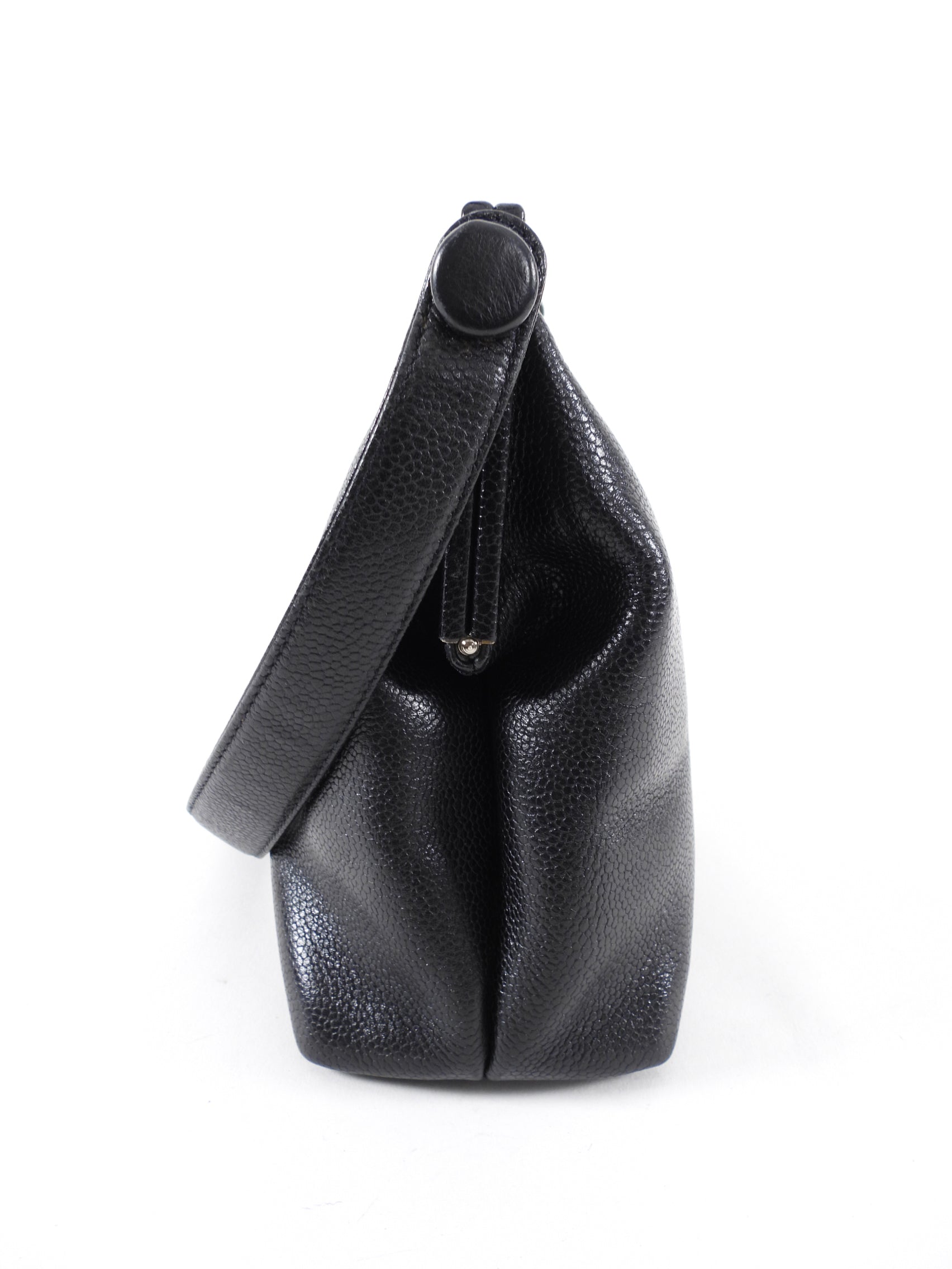 Chanel 1997 Vintage Black Caviar Frame Top Handle Bag