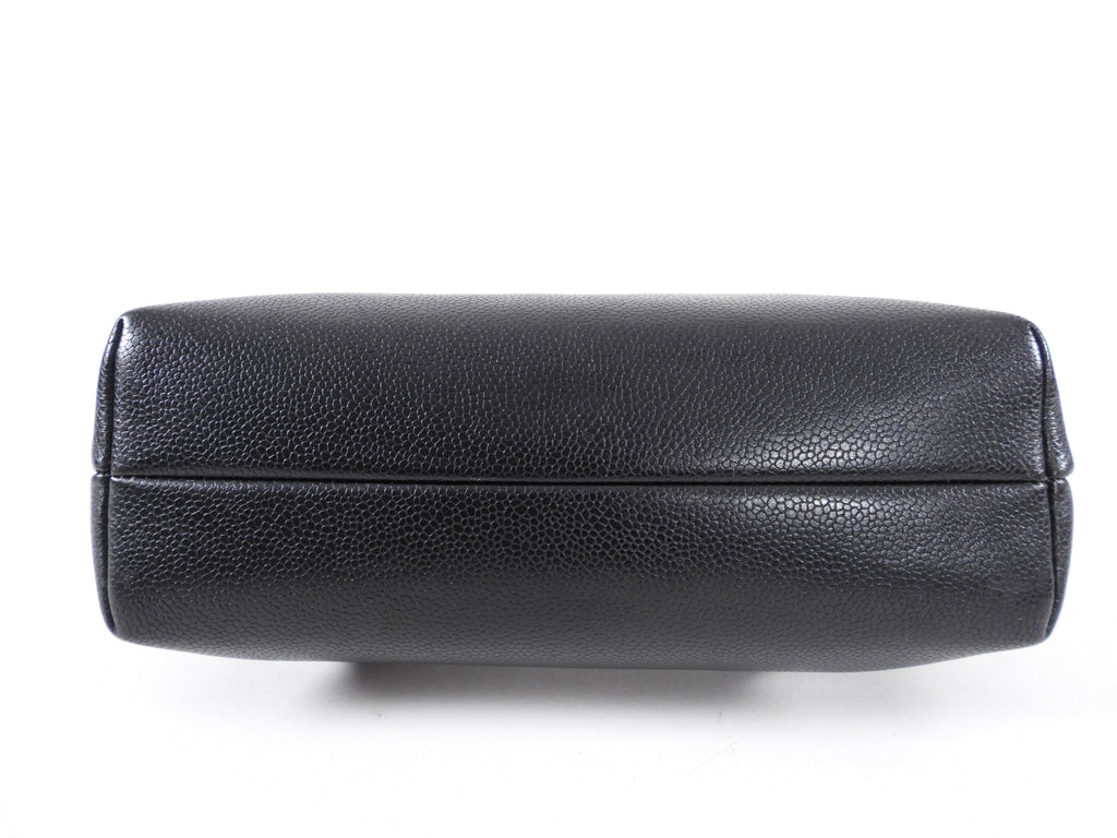 Chanel 1997 Vintage Black Caviar Frame Top Handle Bag