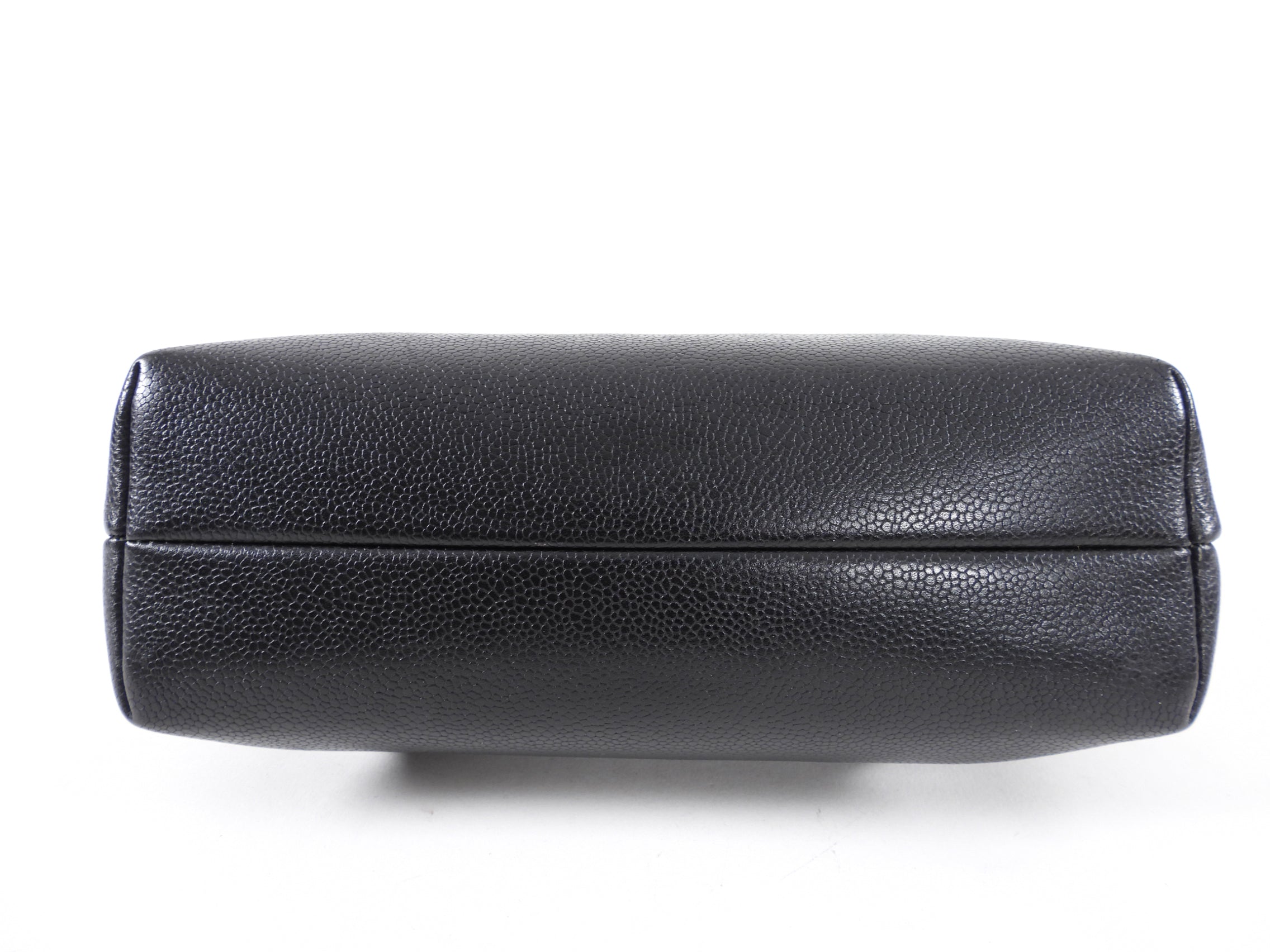 Chanel 1997 Vintage Black Caviar Frame Top Handle Bag