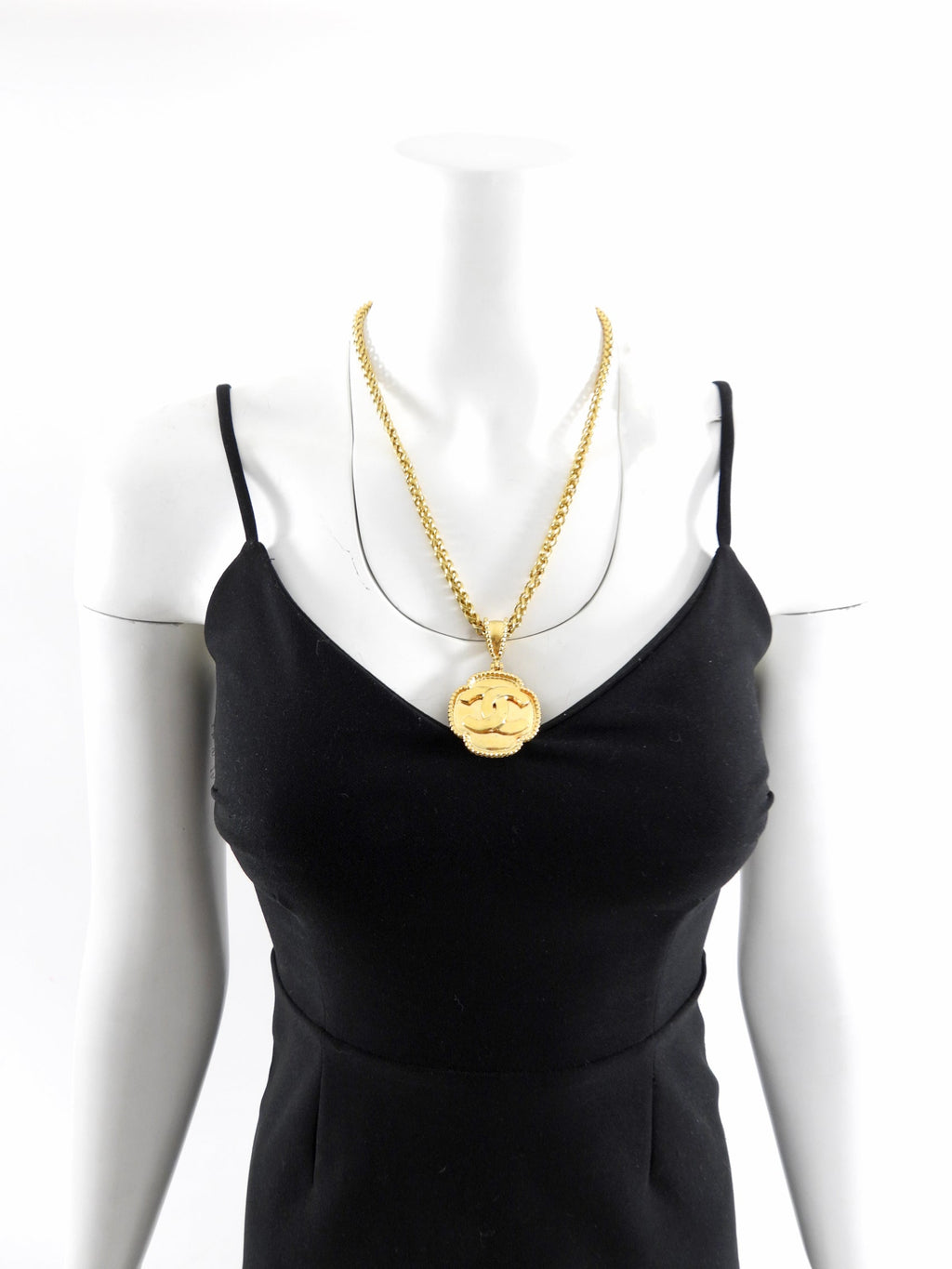Chanel Vintage 96A Gilt Gold CC Pendant Necklace