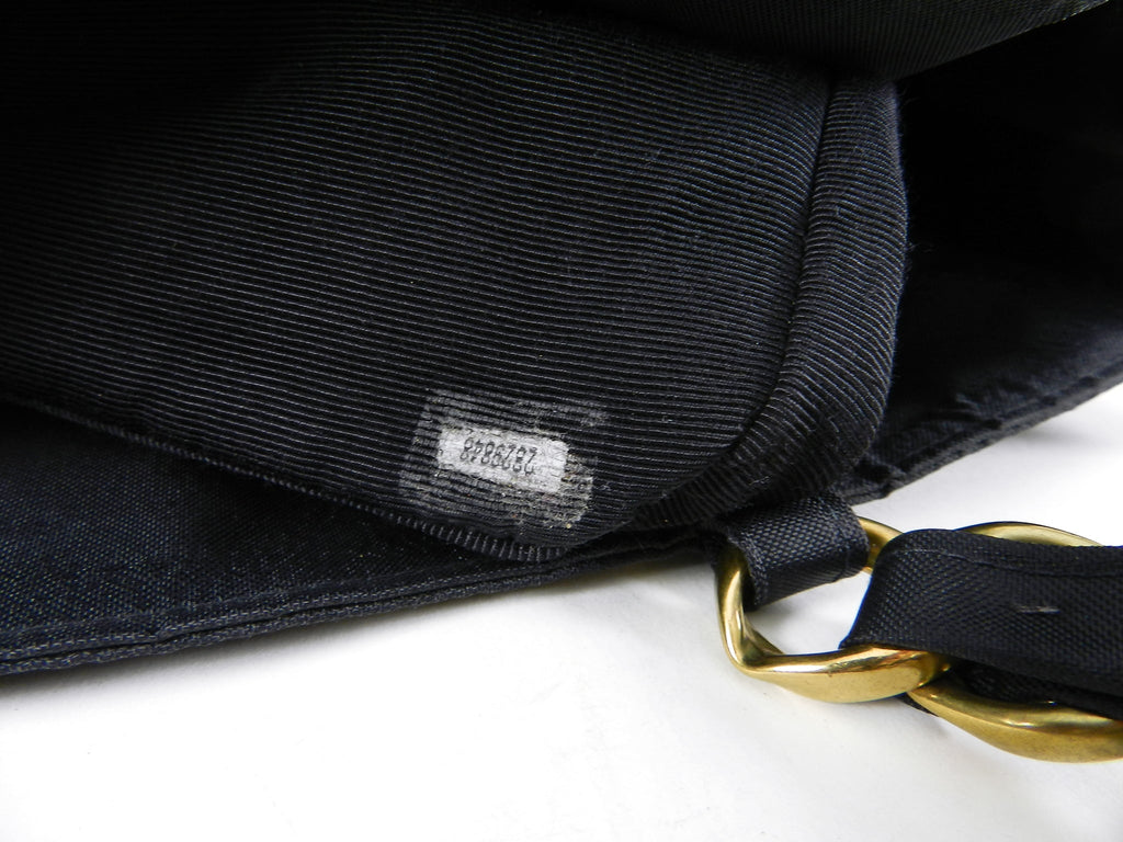 Chanel Vintage 1991 Black Nylon CC Logo Tote Bag with Gold Chain Straps