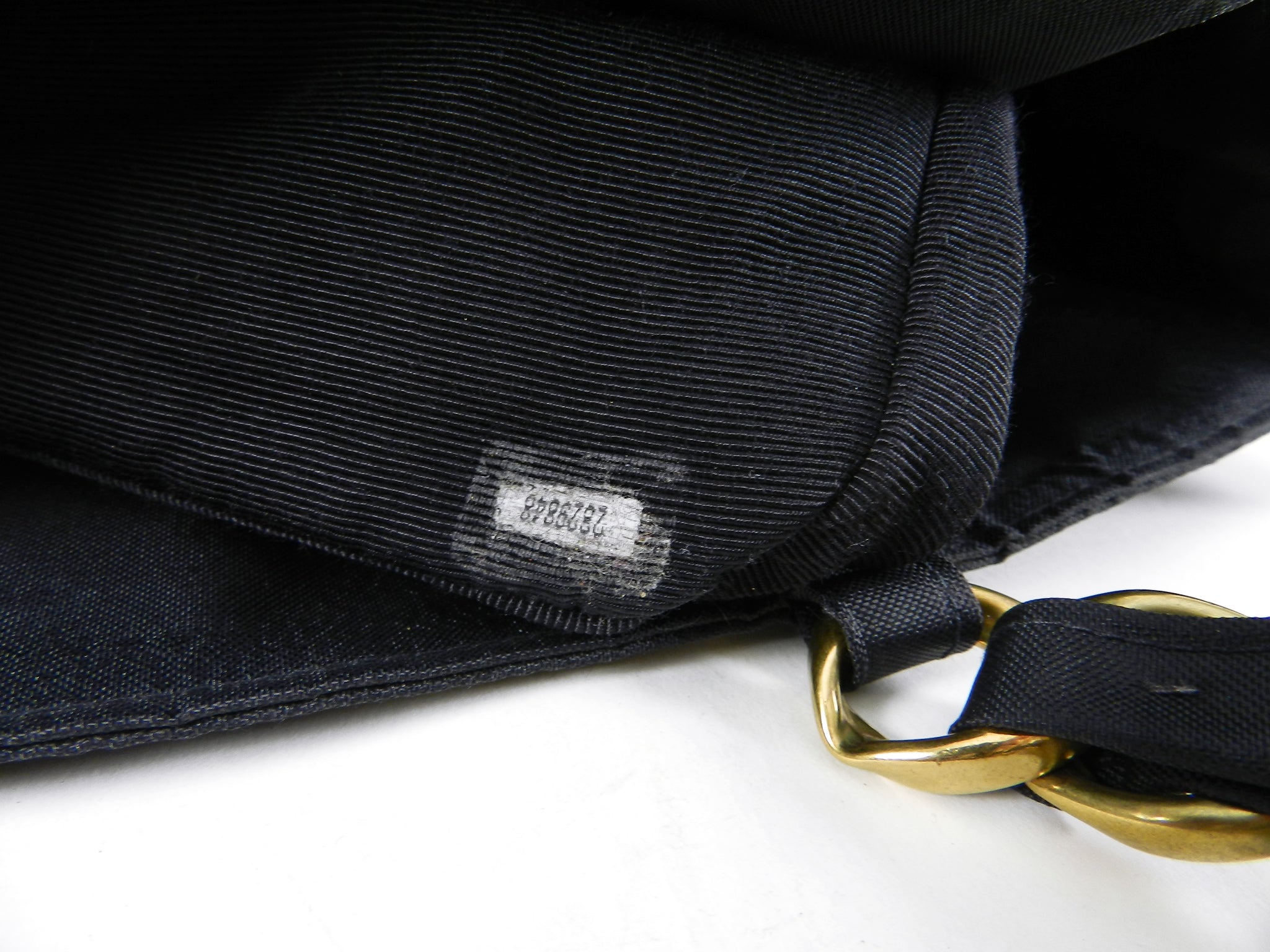 Chanel Vintage 1991 Black Nylon CC Logo Tote Bag with Gold Chain Straps