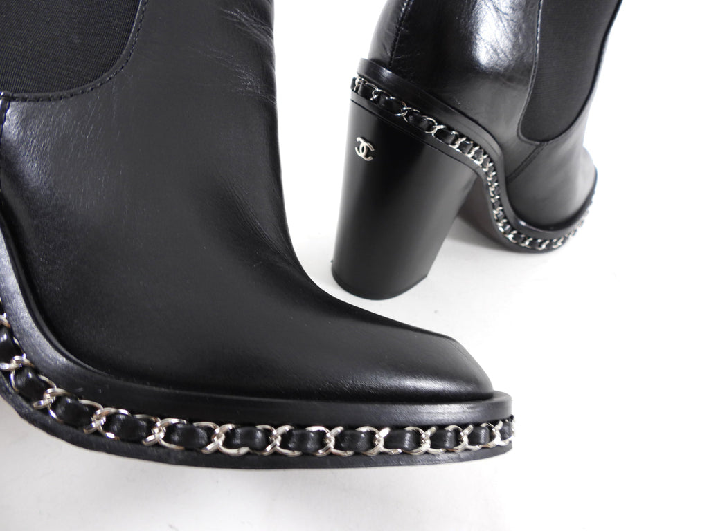 Chanel Fall 2013 Runway Black Chain Around Ankle Boot - 39.5