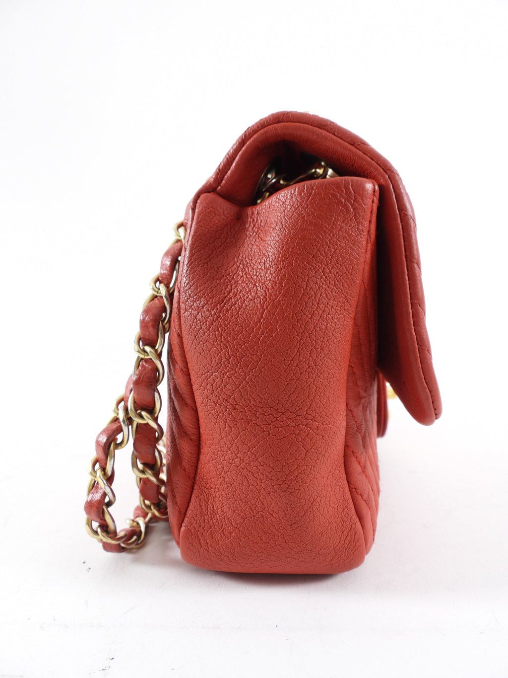 Chanel Surpique Chevron Red Quilted Small Flap Bag