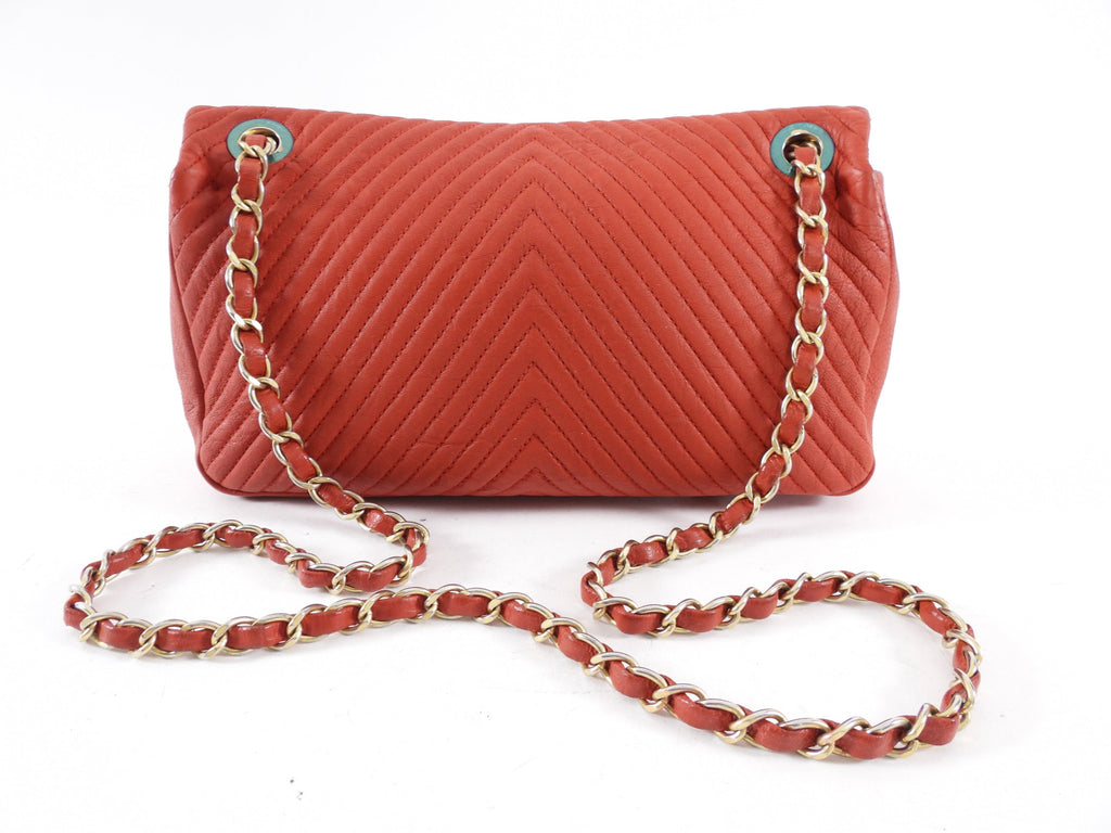 Chanel Surpique Chevron Red Quilted Small Flap Bag