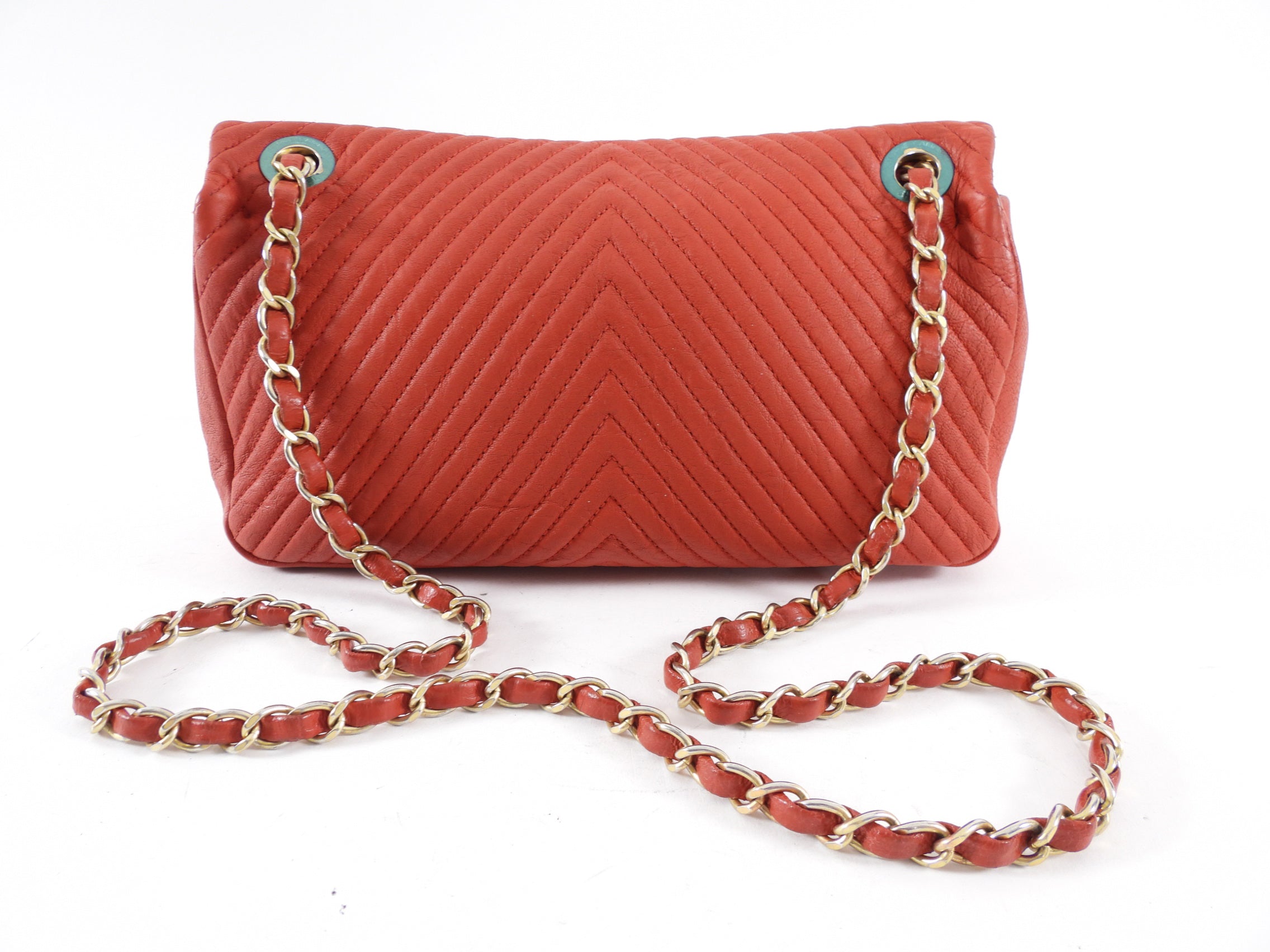Chanel Surpique Chevron Red Quilted Small Flap Bag