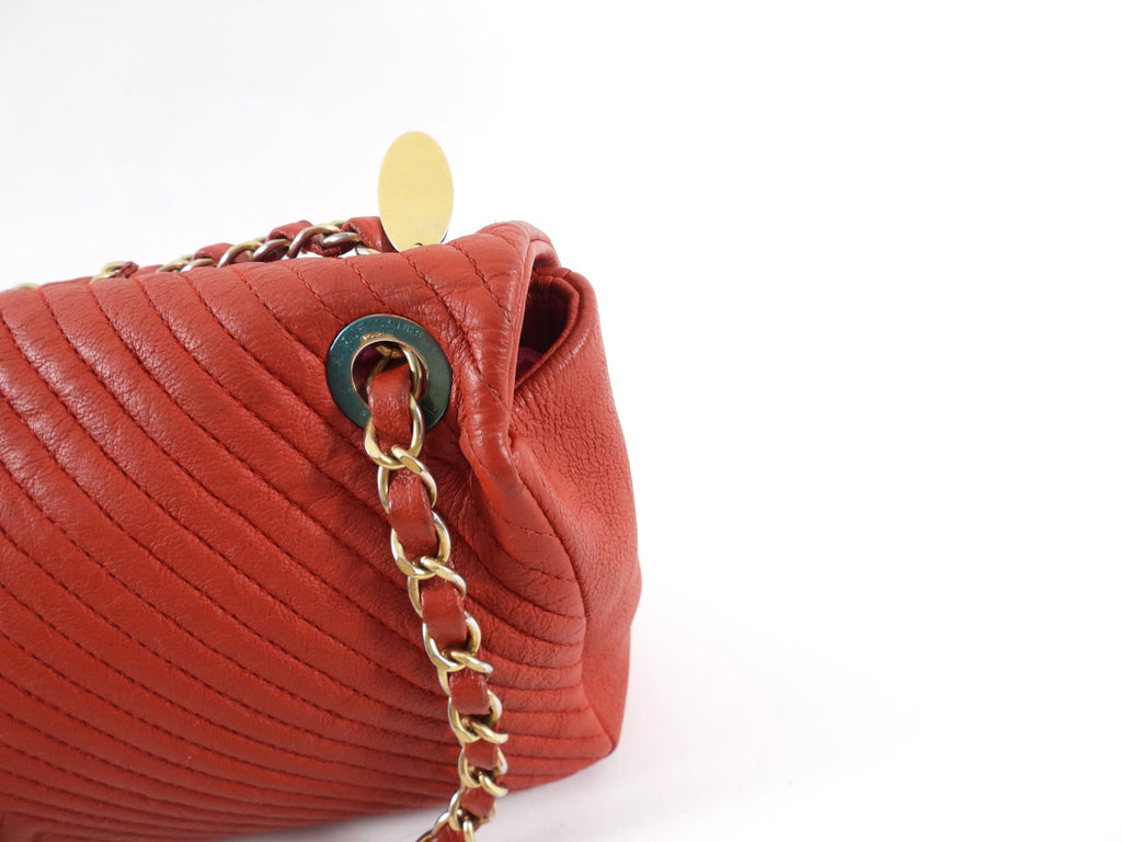 Chanel Surpique Chevron Red Quilted Small Flap Bag