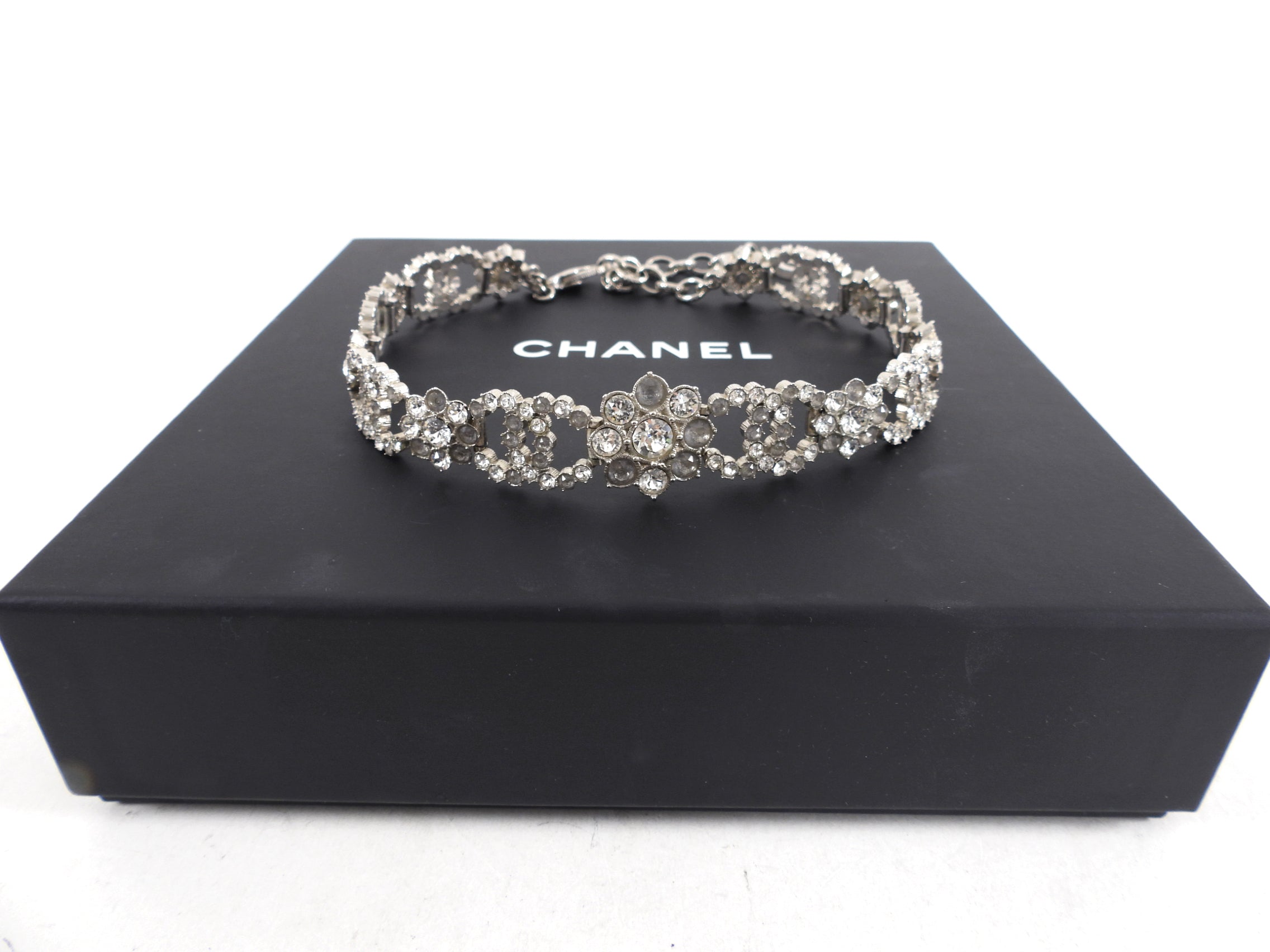 Chanel 15A Salzburg Silvertone Strass CC Choker Necklace